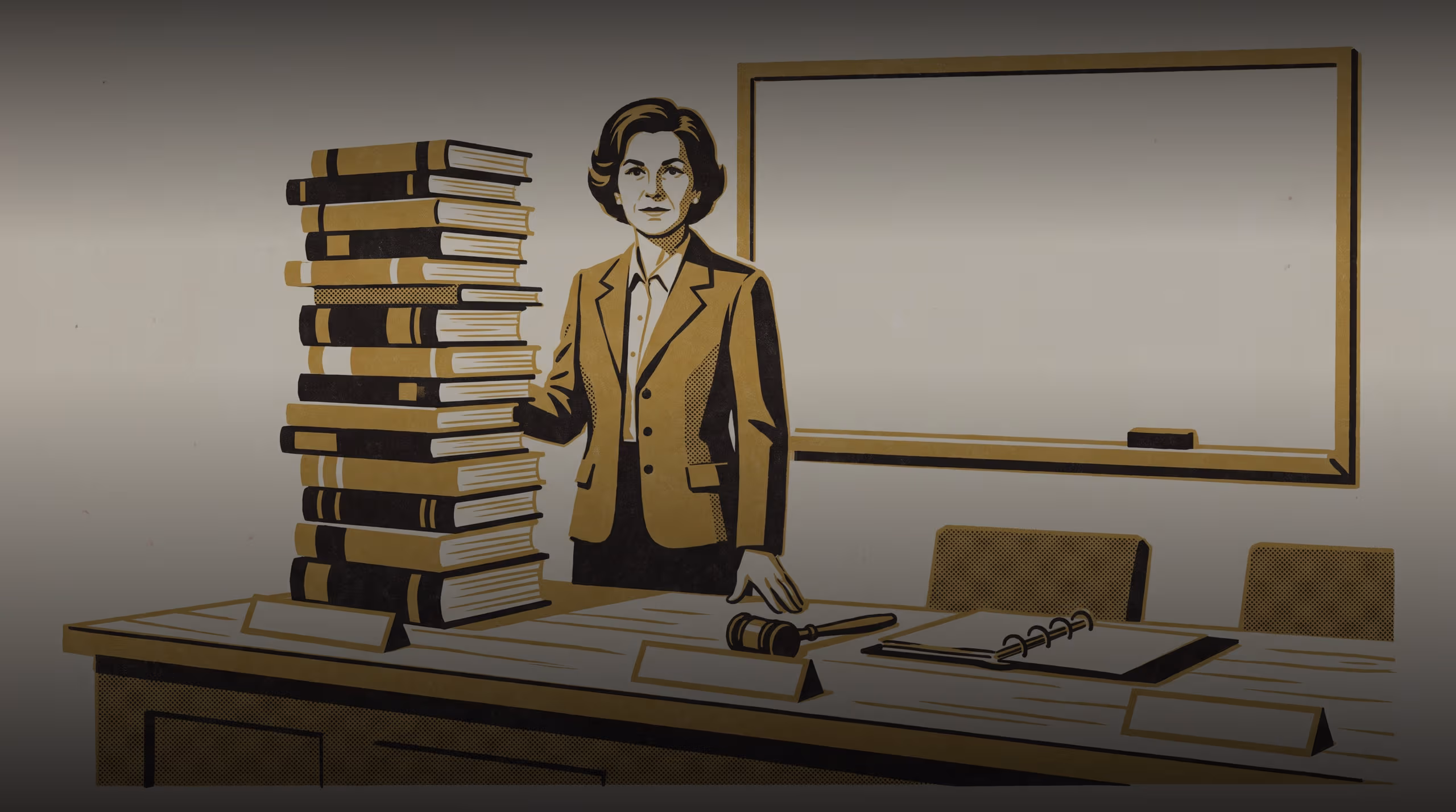 Illustration for Noted, Not Resolved: A featured-researcher marketing poster for Lecturer Ingrid Vasseur, School of Emergent Priorities, built around the committee-readiness index that fails to repeat its founding pattern on a council it had never scored before.