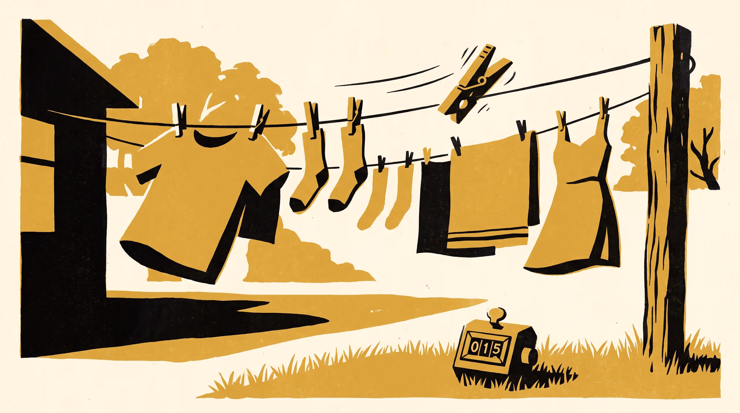 Illustration for Retesting the Retirement Interval: A Failed Replication of the University's Clothes-Peg Life-Test Finding on One Household's Own Washing Line