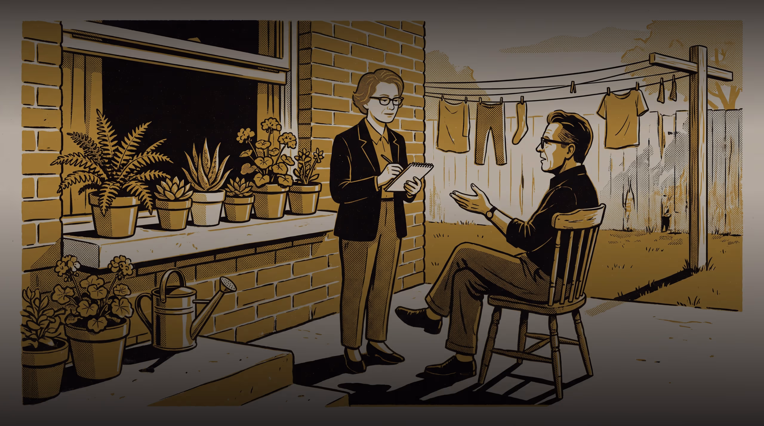 Illustration for Whose Turn Is It to Water Them?: A featured-researcher campaign for the School of Continuous Improvement, staging Dr Mirela Hanke's interview study of who actually waters a share house's plants, and the wording the Living Dashboard adopted from it