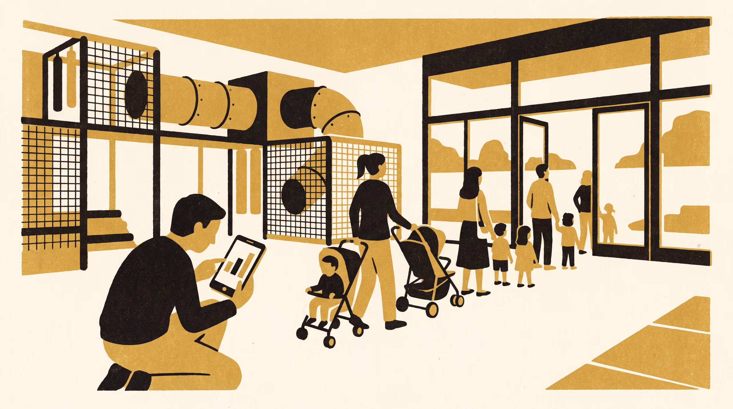 Illustration for Quiet at Ten, Queued at the Door: A Failed Replication of Paid Up, Not Present on a Play-Centre Popular-Times Bar