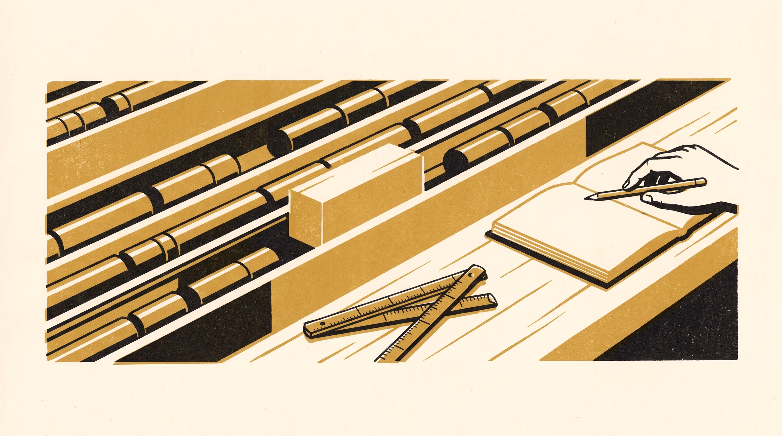 Illustration for See What the Ground Is Good For: An Open Day campaign for the School of Underlying Conditions, in which the core shed opens its books on metres drilled and metres recovered
