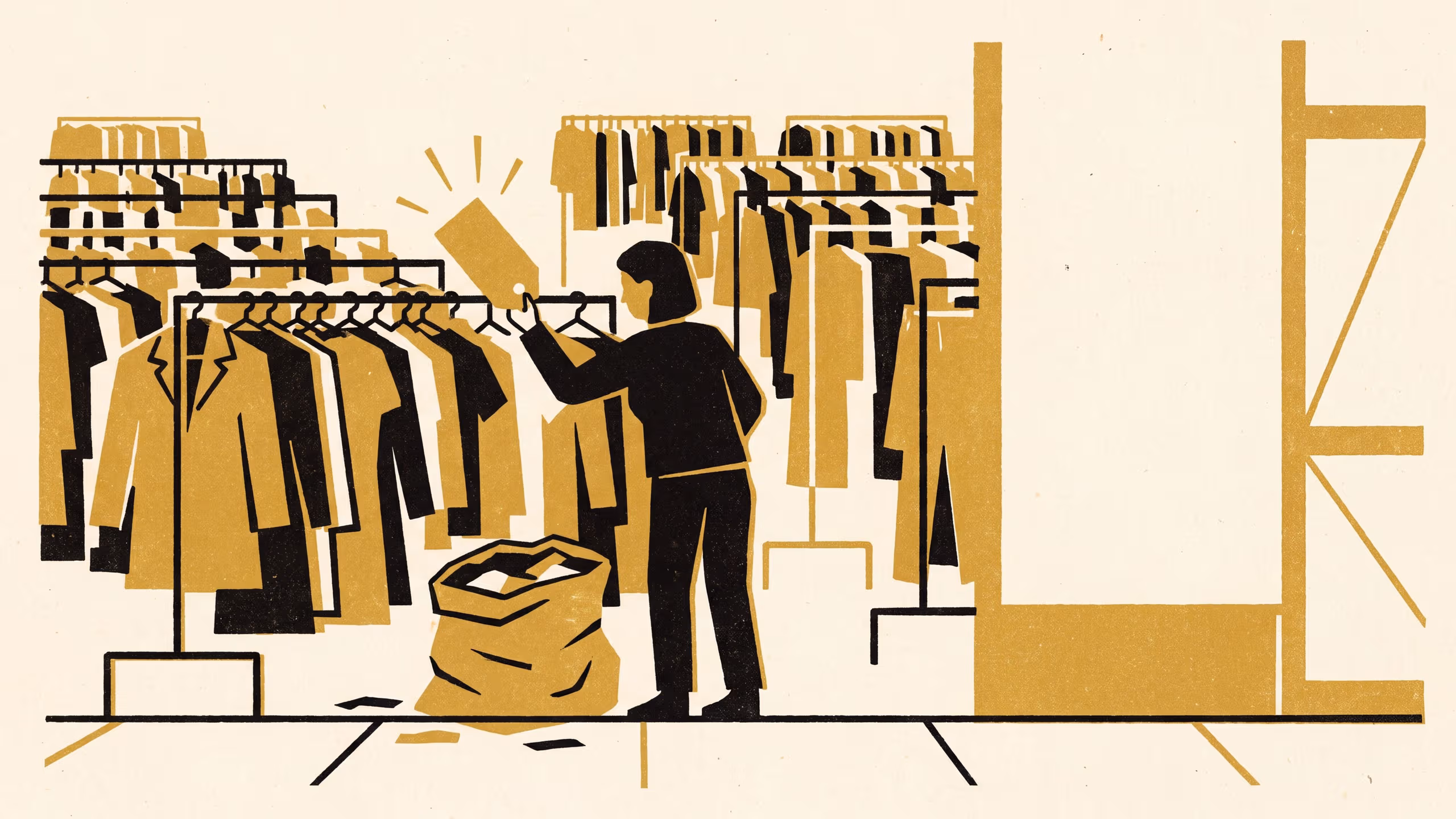 Illustration for The colour tag empties the rack: A ranking campaign for the School of Continuous Improvement, staging a single-site op-shop teaching case on the landscape signage rotation