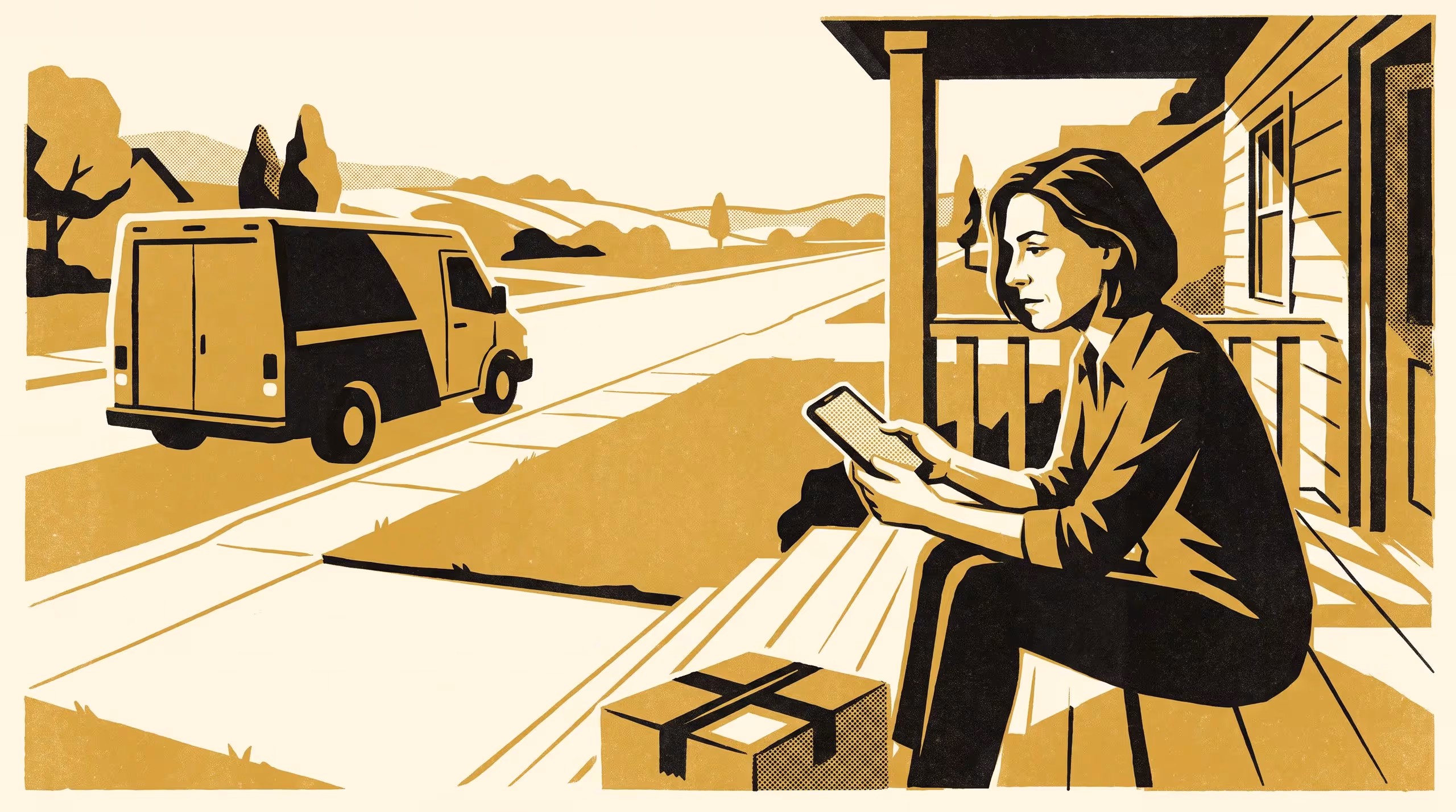 Illustration for Feedback That Already Knows The Answer: A featured-researcher marketing poster for Senior Lecturer Ronja Oyelaran, School of Emergent Priorities, built around a courier delivery text asking for feedback before the box is even opened.
