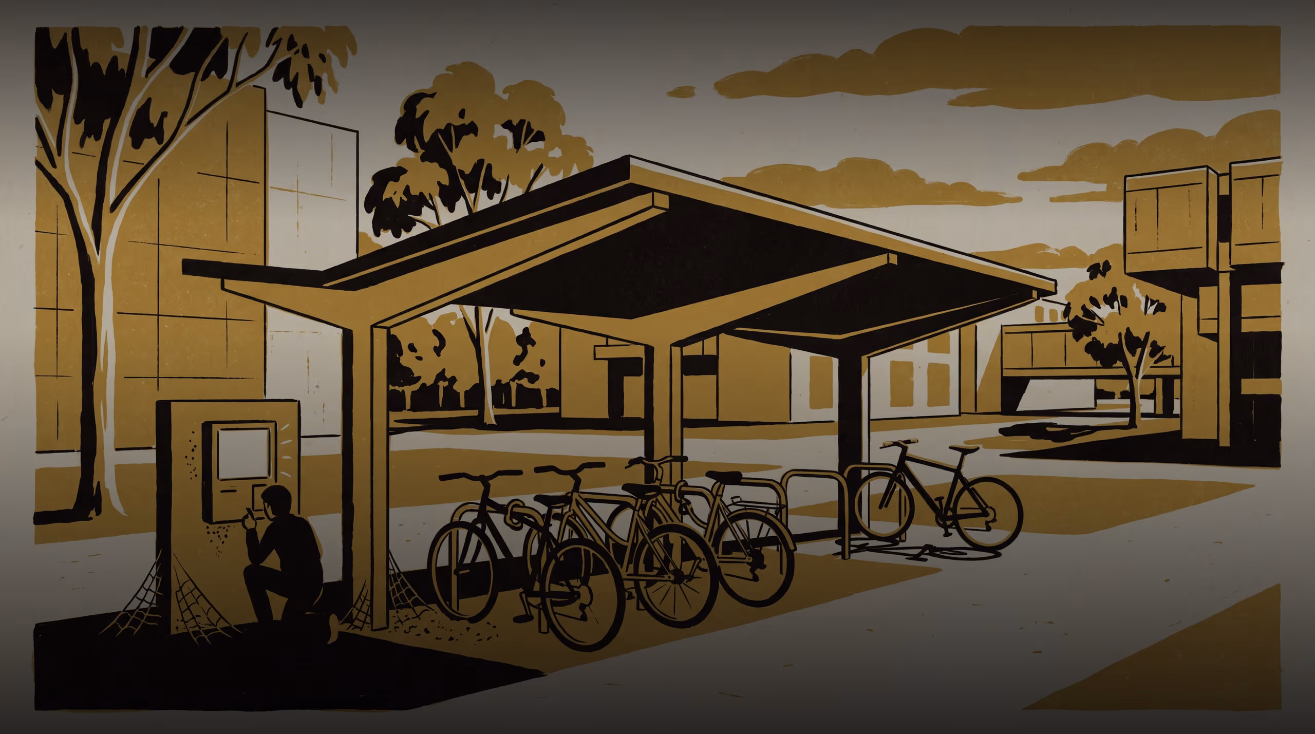 Illustration for The Map Went Quiet. The Minutes Didn't.: A research-teaser marketing poster for the School of Emergent Priorities, carrying Checked Once, Cited Often onto the landscape signage rotation