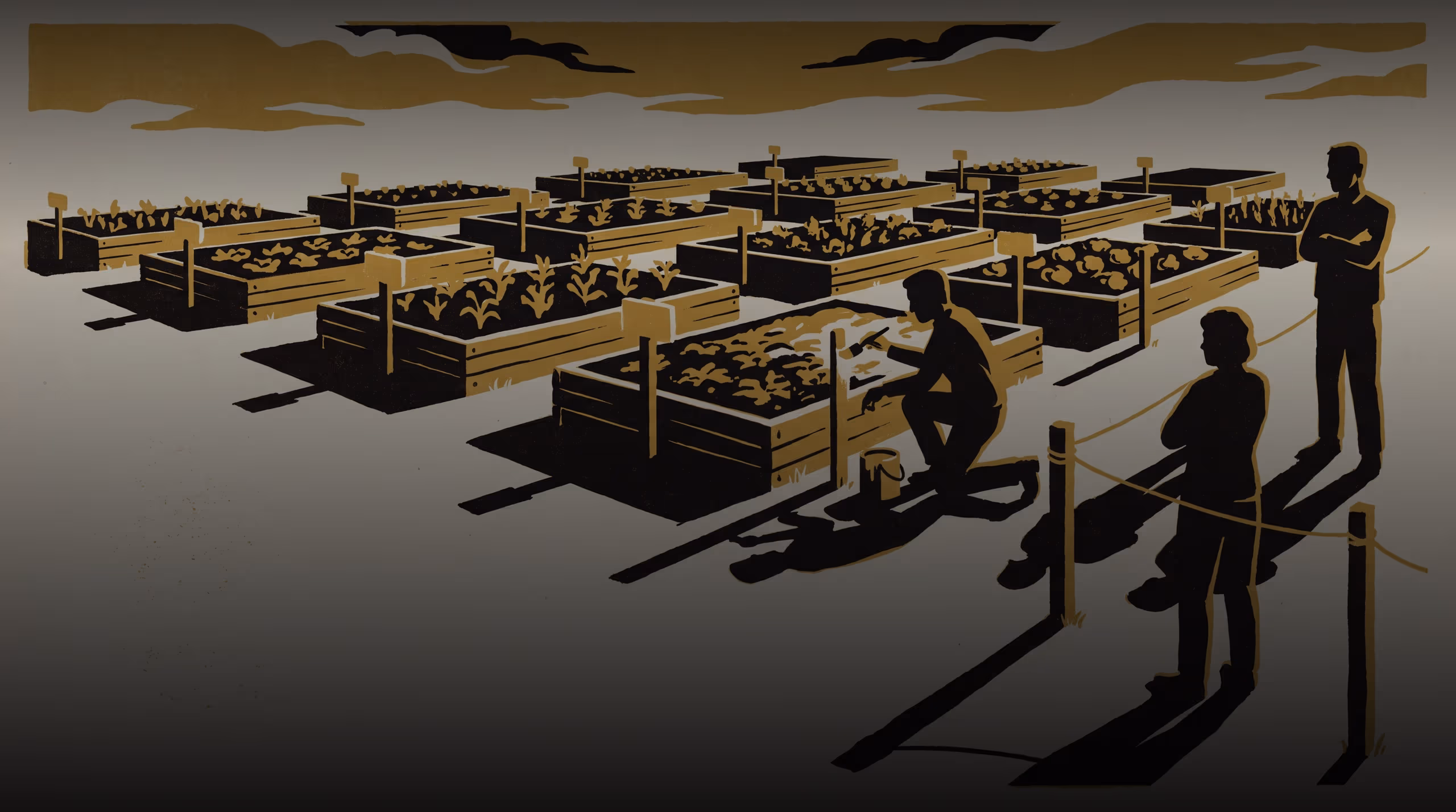 Illustration for Towards Stakes That Settle Nothing: A campaign for the Master of Applied Measurement, built on a community-garden coordinator's yellow-stake trial and the annual restaking it left in place
