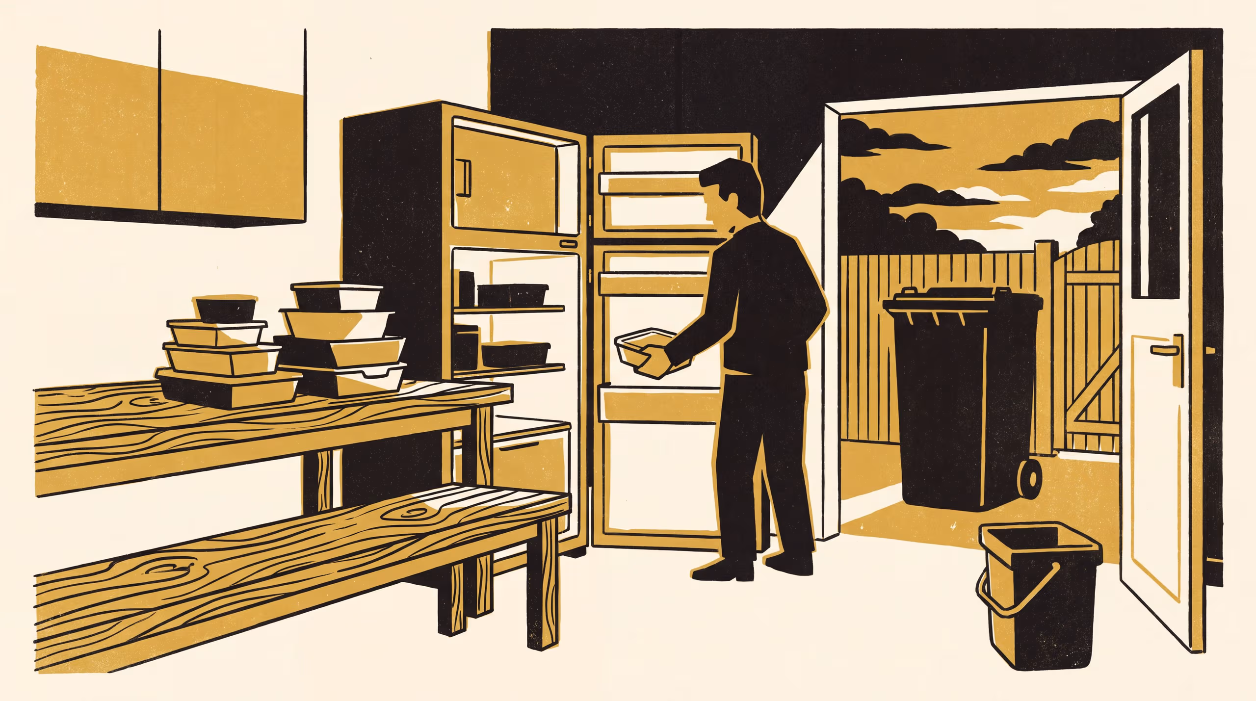 Illustration for Towards leftover tenure after the truck: The Trajectory Analytics Group binds fridge-shelf eligibility to the bin-night collection cutoff