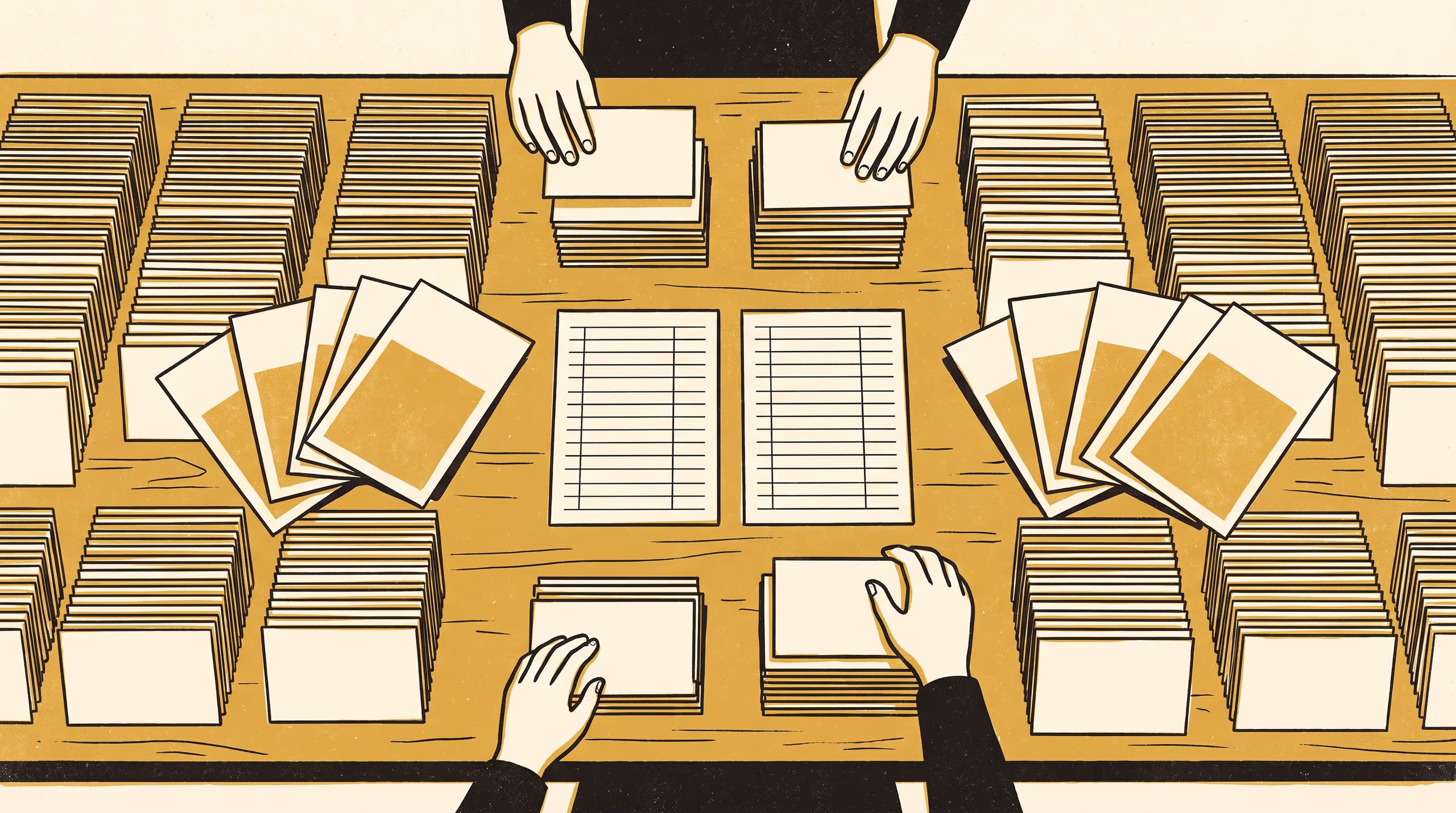 Illustration for We Read All of It: Twice, independently: a campaign for the School of Emergent Priorities' practice of reviewing the whole of a literature before a priority is set