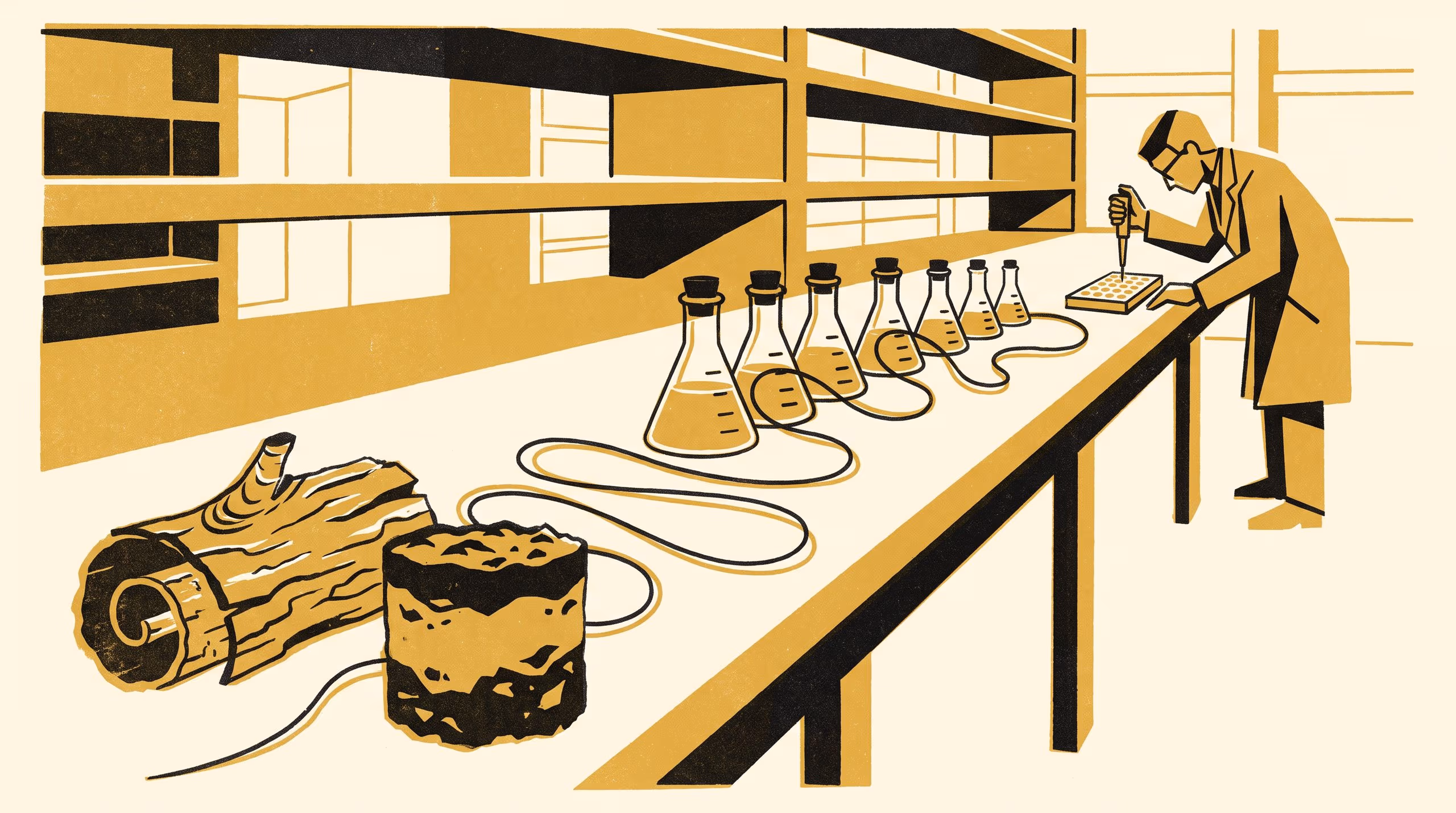 Illustration for Everything It Touches: Tannin research at Slop University, from the soil pit to the assay plate