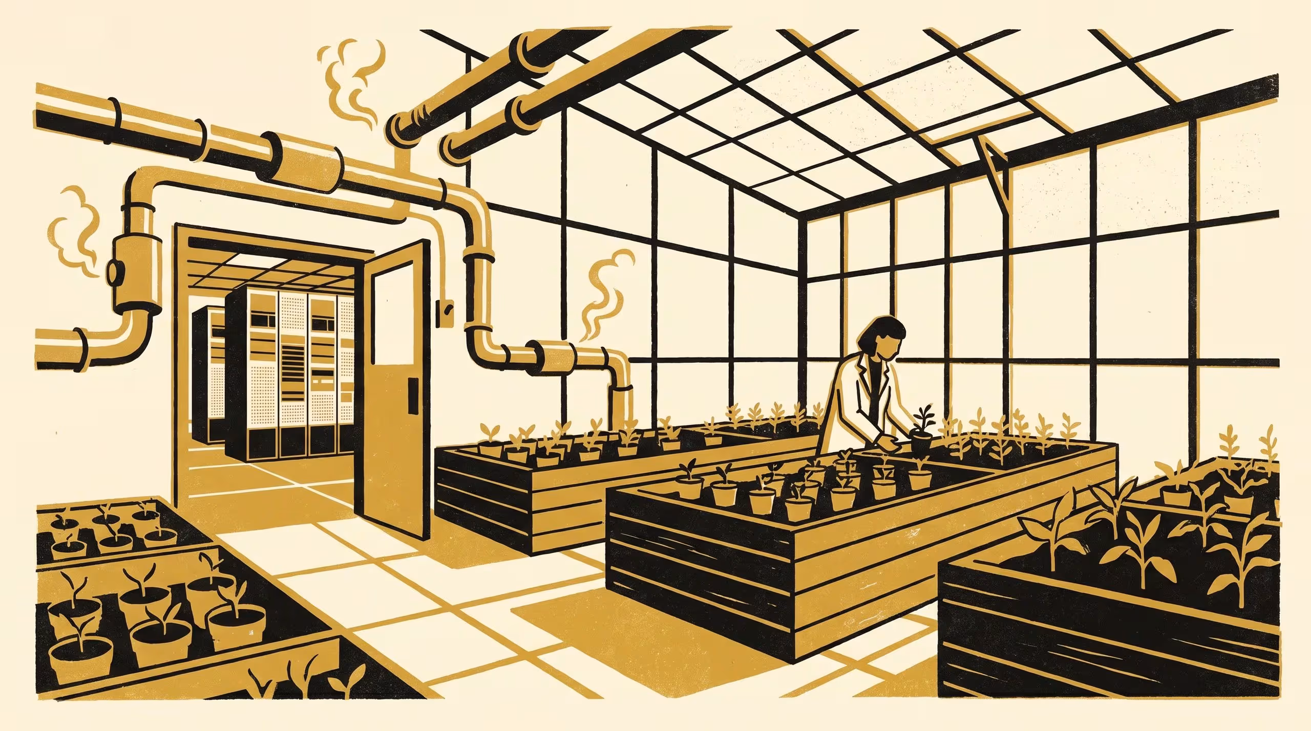 Illustration for Nothing Goes to Waste: The Server Room's Heat Ends Up Growing Something