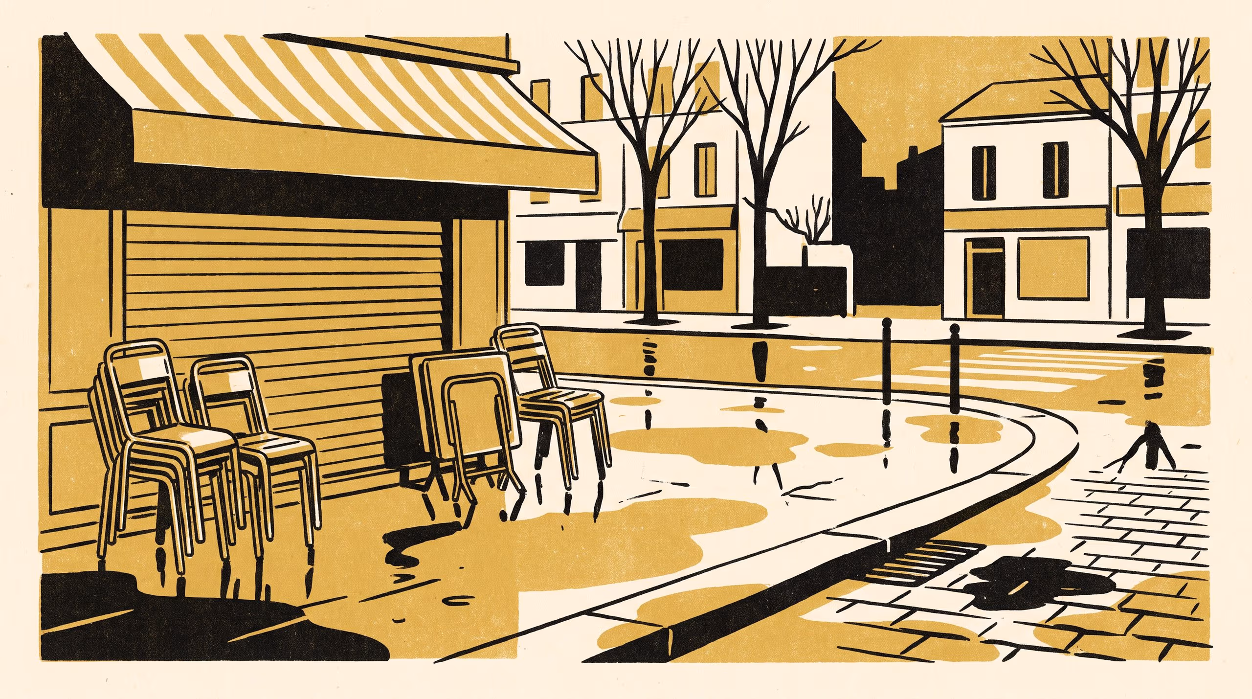 Illustration for Tables Out in July: A Failed Replication of the Standing-Booking Survival Finding, and the Leftover-Table Register That Still Allocates the Summer Kerb
