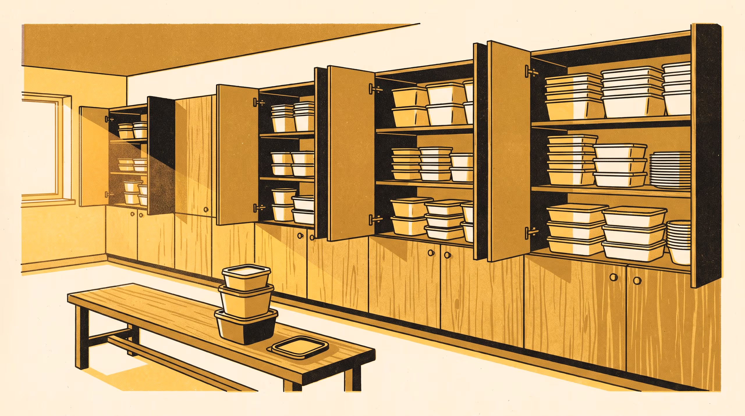 Illustration for The Lid Is in the Other Cupboard: A Five-Kind Taxonomy of the Household Plastic-Container Cupboard, and the One-Lid-One-Tub Rule Now Governing University Tea-Room Cupboards