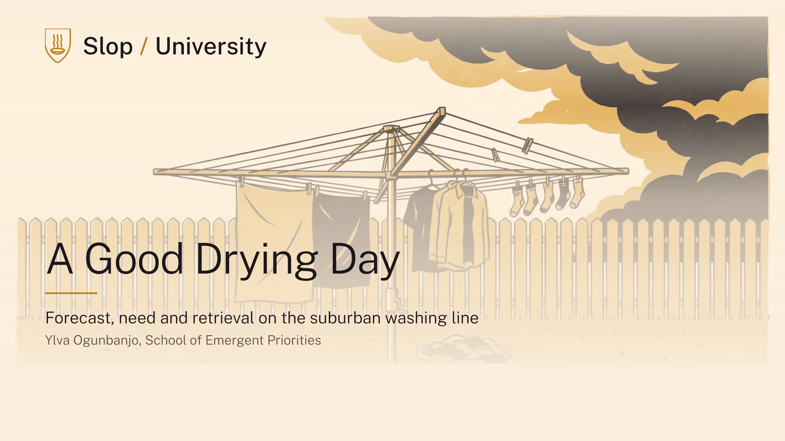 Illustration for A Good Drying Day, Explained: Ylva Ogunbanjo on why the basket, not the forecast, puts the washing out, and what brings it in when the rain arrives