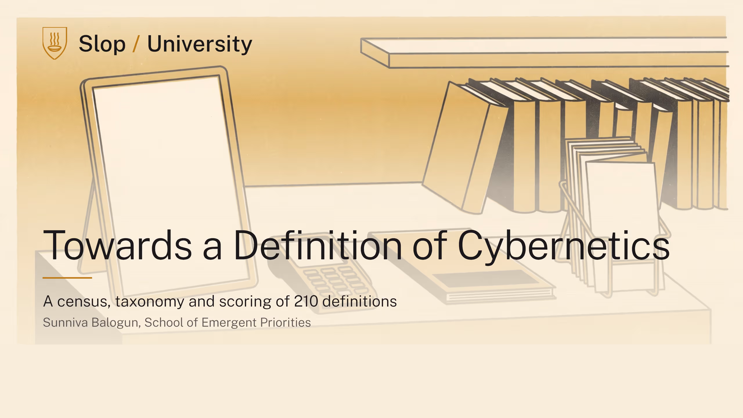 Illustration for Towards a Definition of Cybernetics, Explained: Sunniva Balogun on scoring 210 definitions of the word, and why the highest score went to a card at a supermarket register