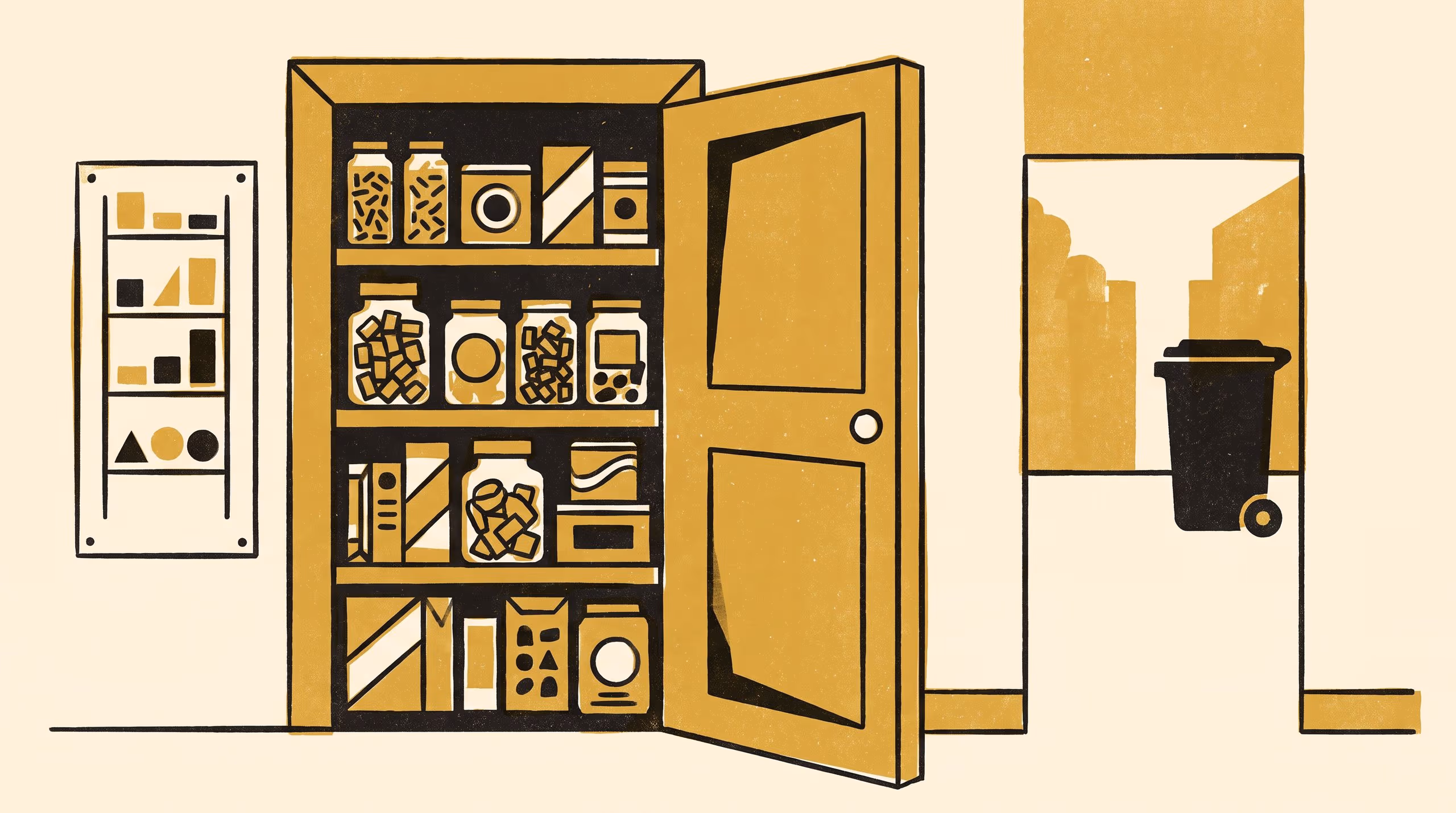 Illustration for Rotated, Not Reformed: Five years of household maturity models, from the pantry shelf to bin night