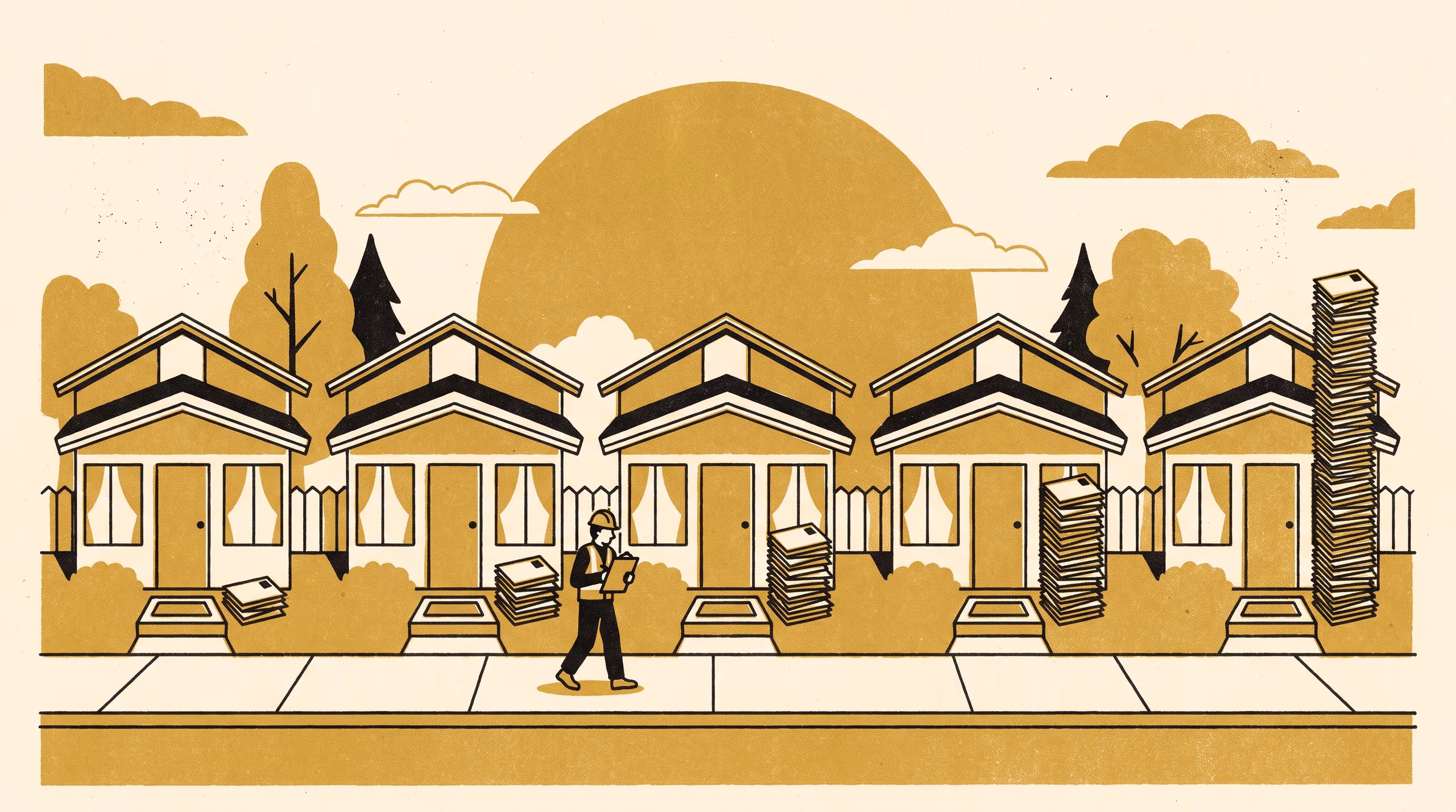 Illustration for The median household carries thirty-seven unread items: Five years of household badge surveys, reported as distributions, and the unread ceiling the University drew from them