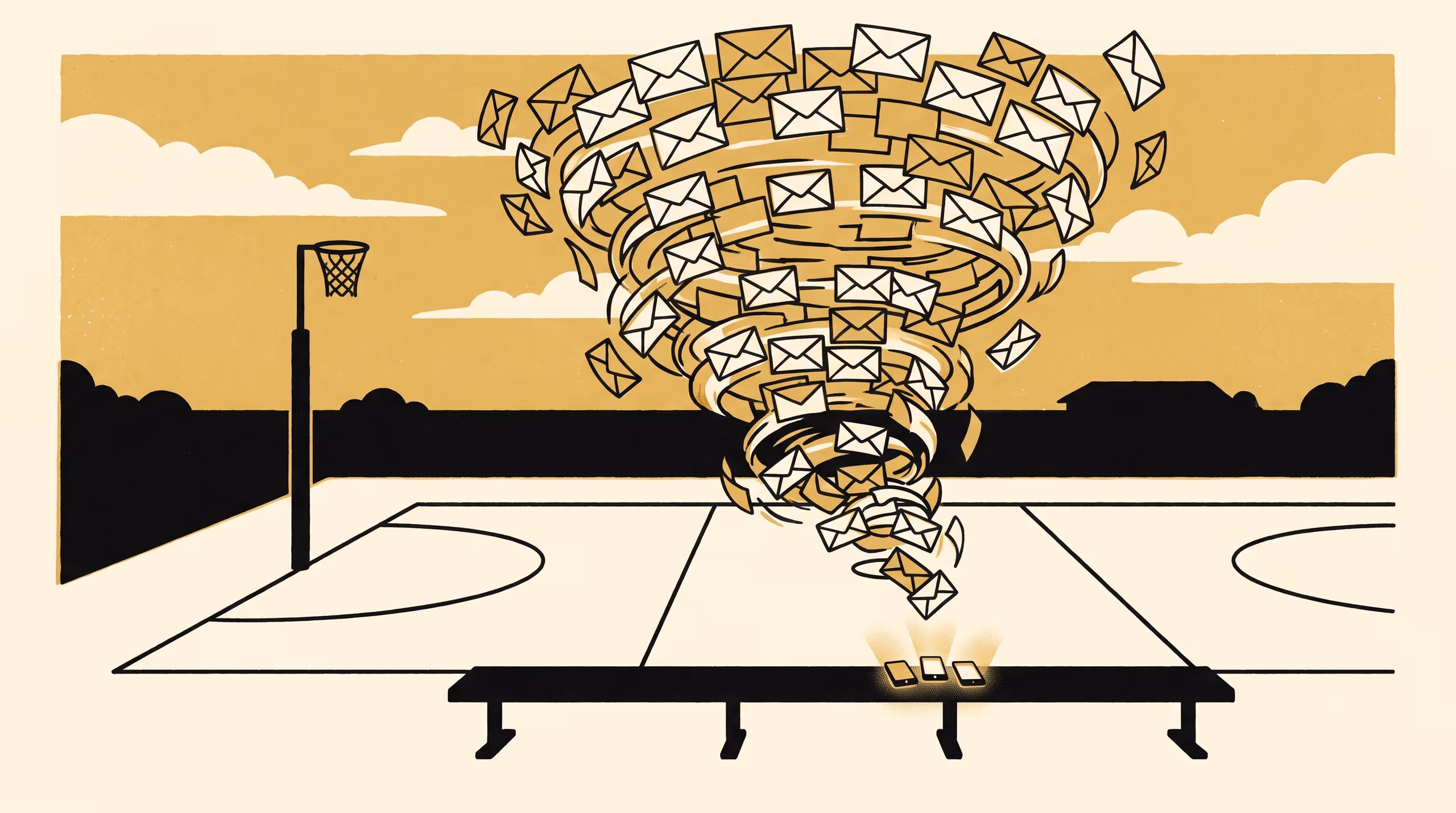 Illustration for Sixty-One Messages About Training Bibs: A Blameless Post-Incident Review of a Reply-All Storm on a District Netball Association Mailing List