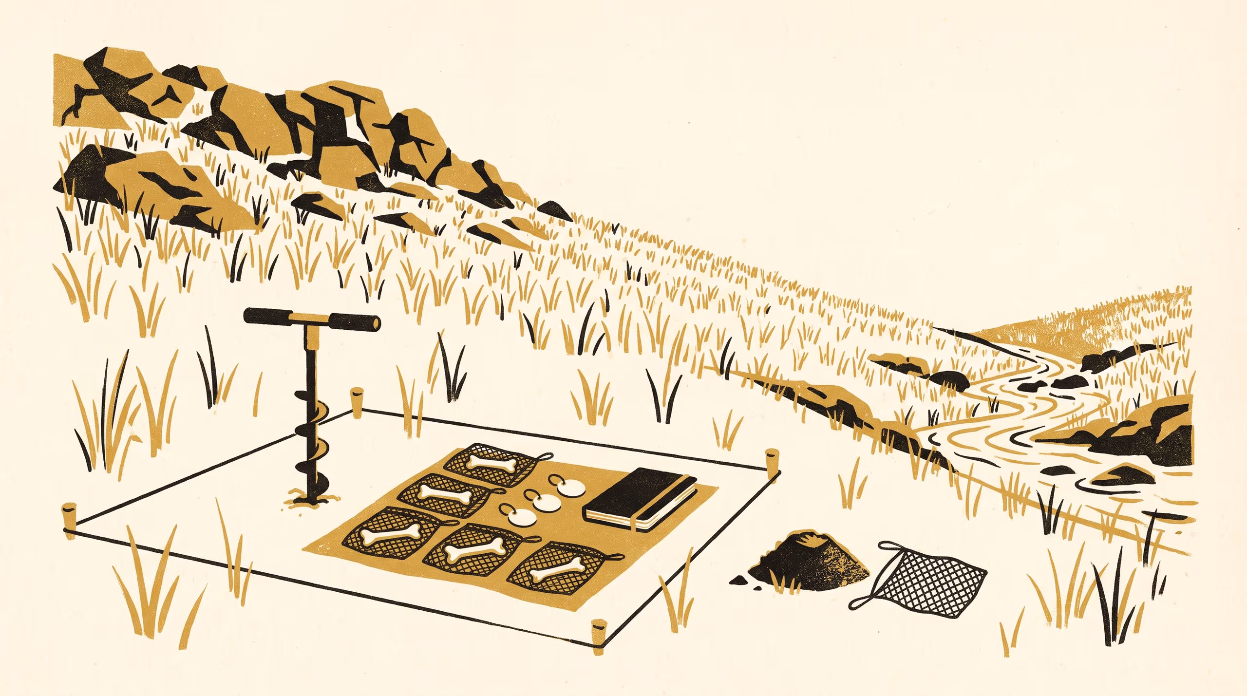 Illustration for Bone Bags on a Catena: Slope Position, Burial Depth and the Loss of Extractable Collagen from Sheep Bone over Eighteen Months