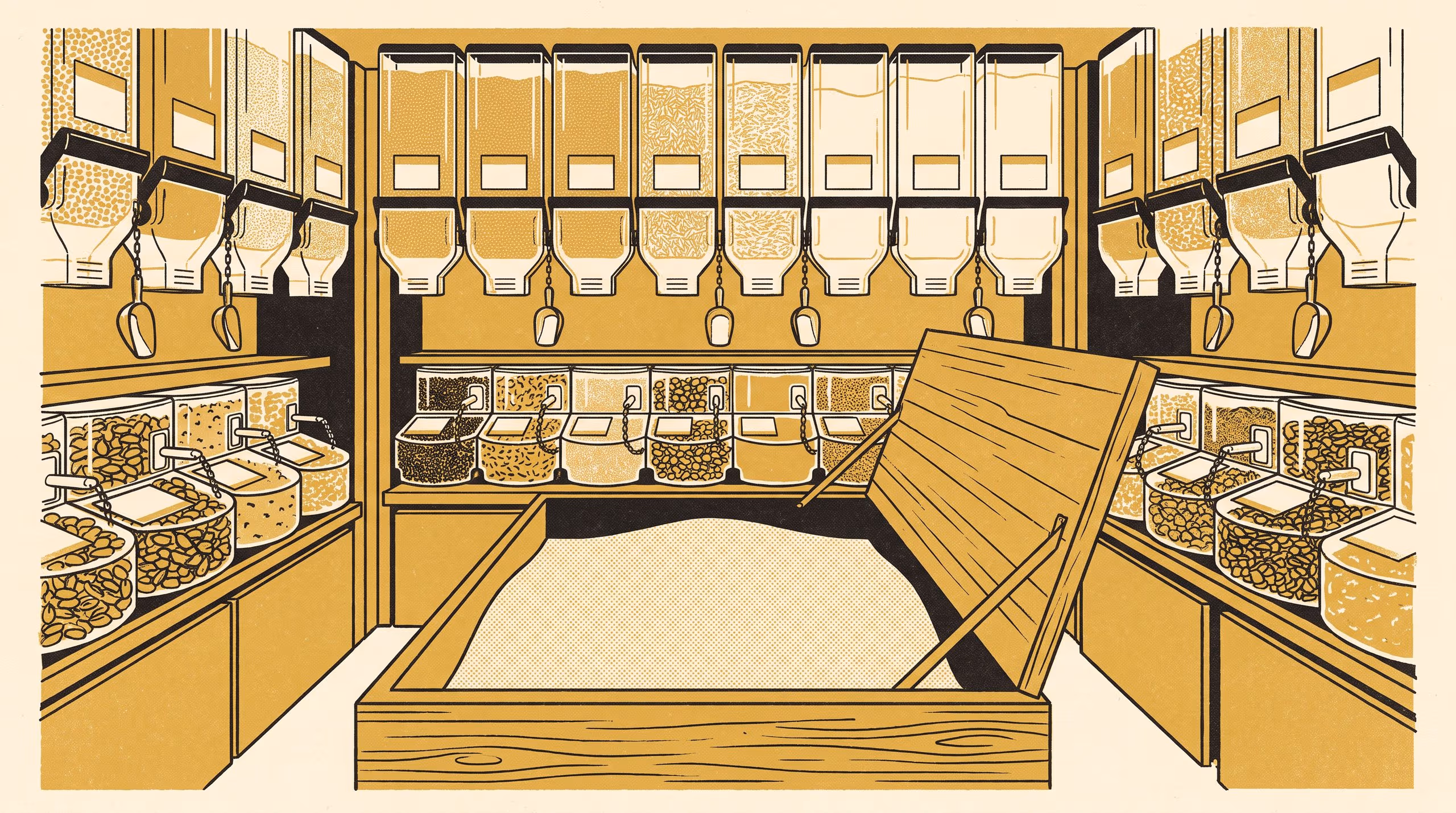 Illustration for Notes on the Bottom of the Bin: Five Levels of Scoop-Bin Turnover and the Refill Rule the University Set for Its Own Canisters