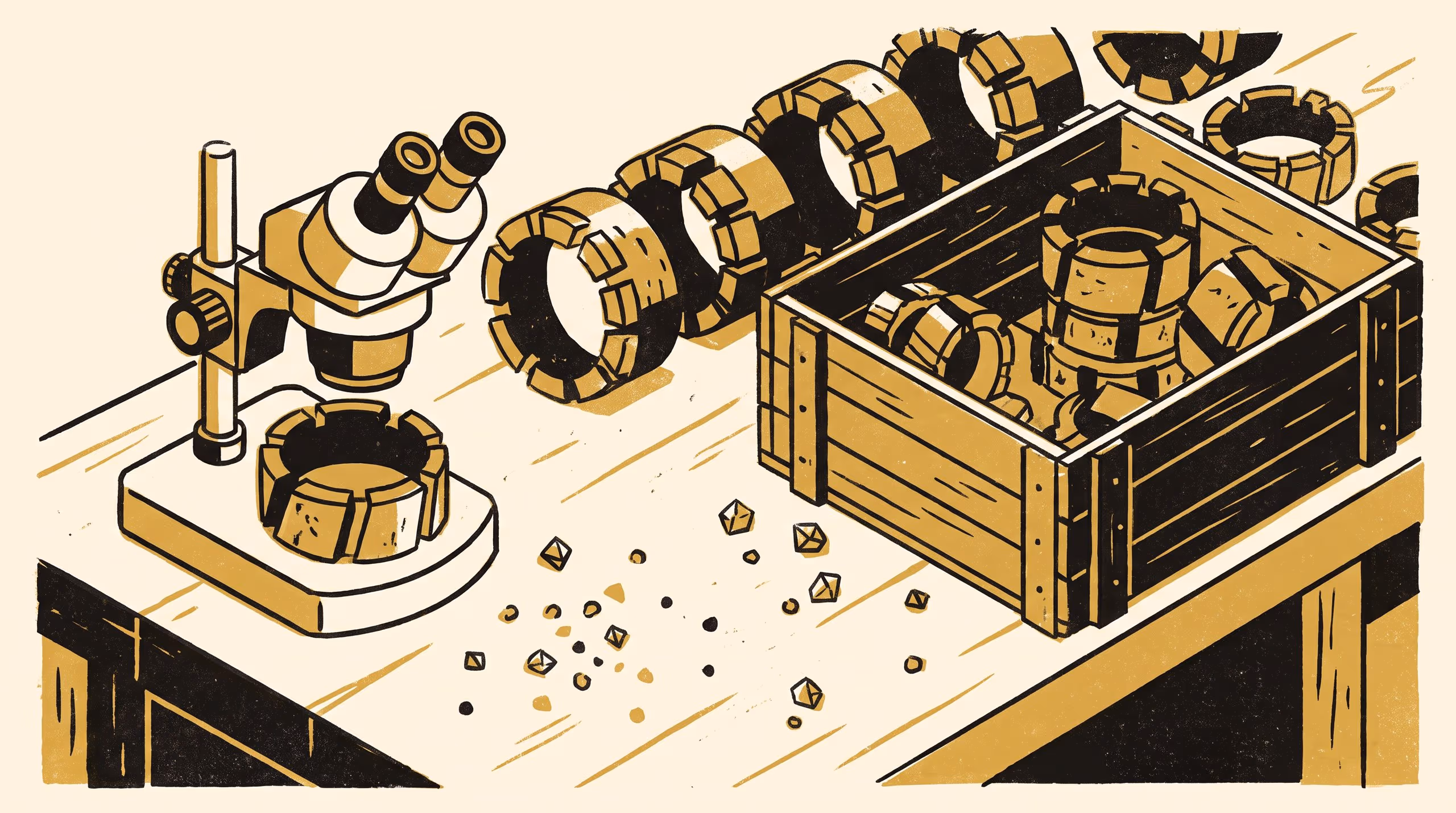 Illustration for Lost Before They Were Blunt: A Grit-by-Grit Census of Diamond End States in Thirty-Eight Retired Impregnated Core-Bit Crowns