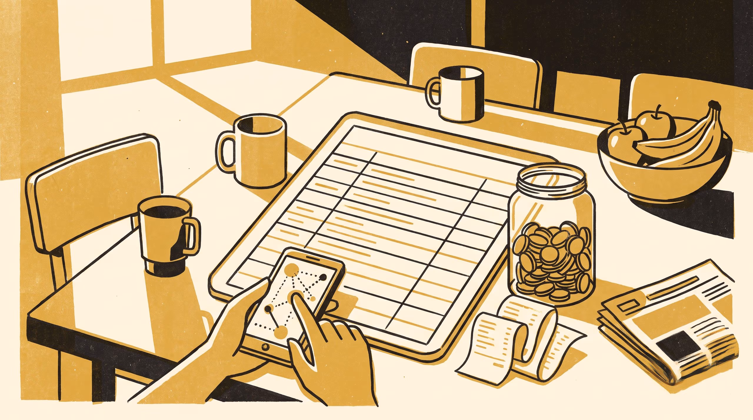 Illustration for Splitting Bills to the Cent Speeds Repayment and Ends the Shout: A Natural Experiment in Household Bill-Splitting Apps, Settlement Latency, and Small-Debt Forgiveness
