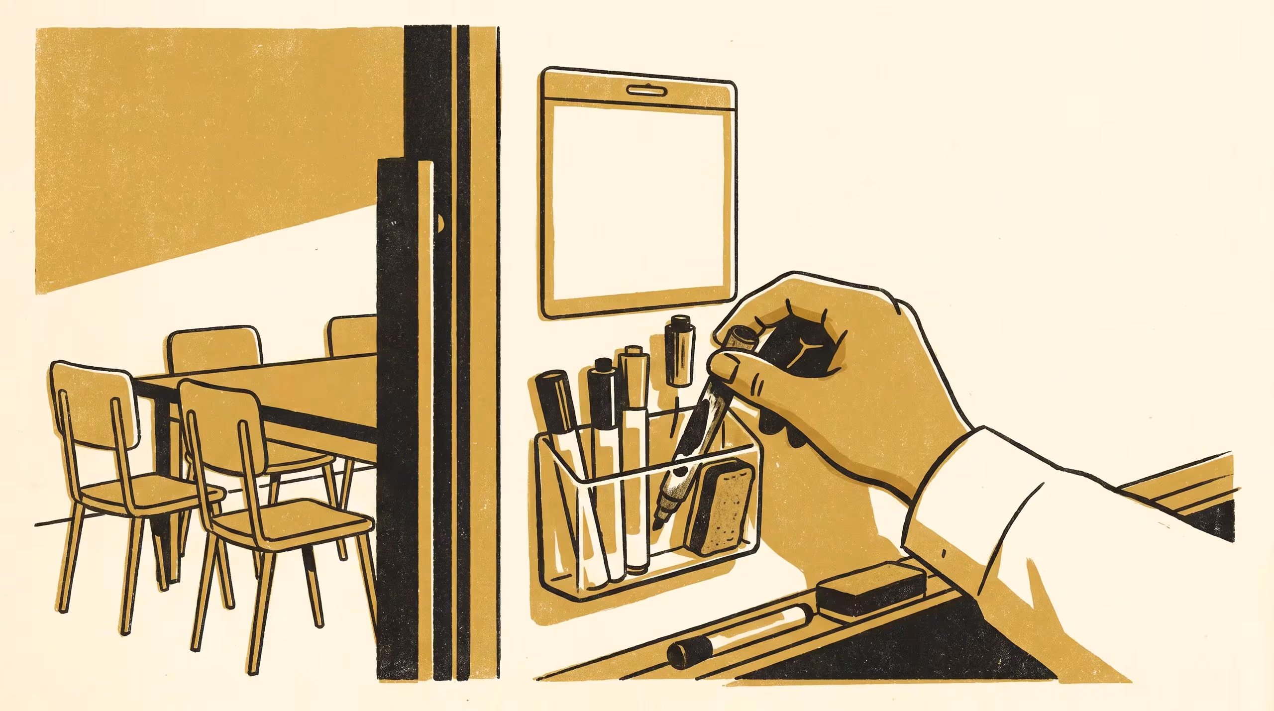 Illustration for Named, Not Restocked: A Caddy-Level Quasi-Experiment on Directly-Responsible-Individual Labelling for Meeting-Room Whiteboard Markers