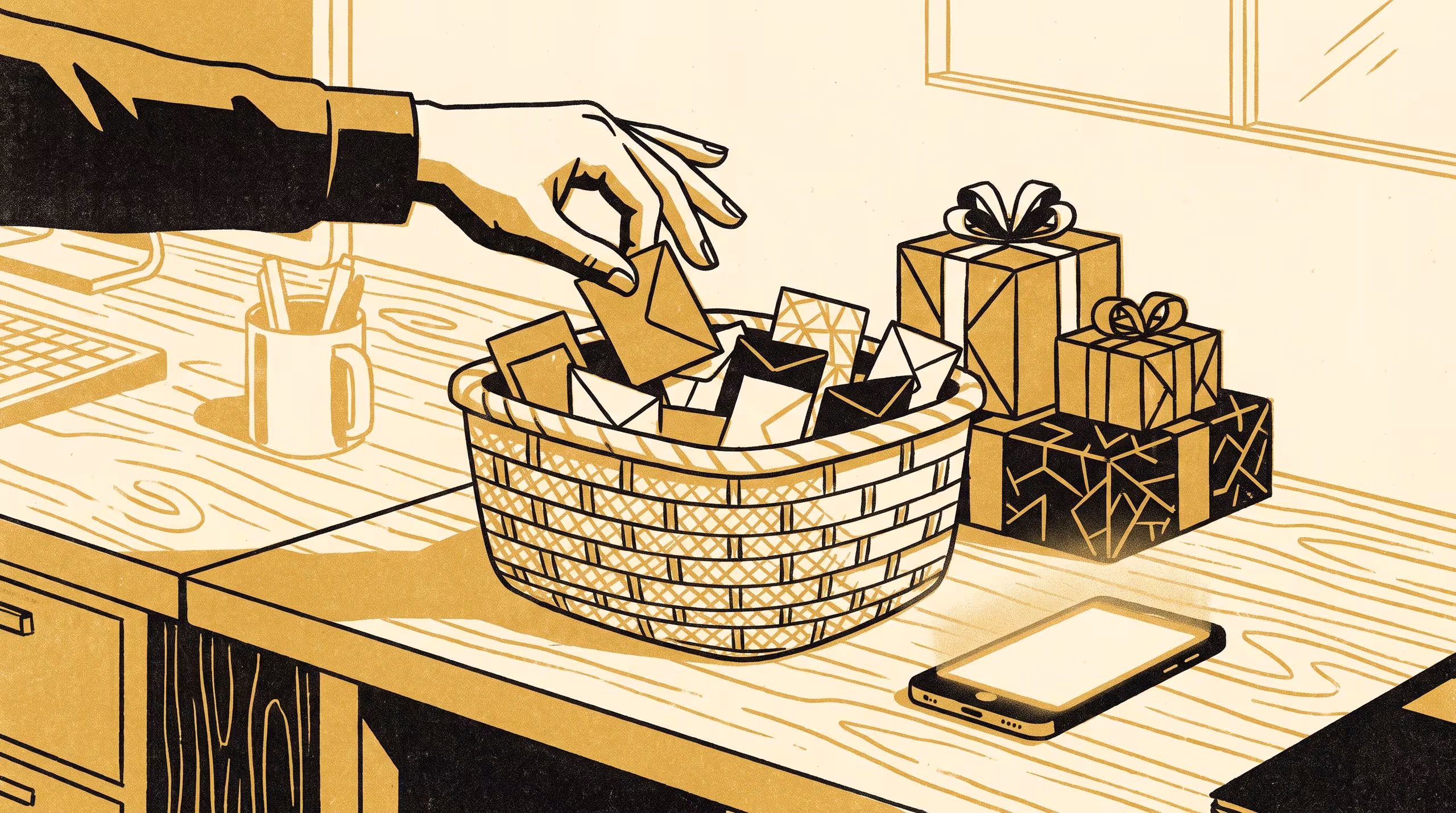 Illustration for Folded Twice, Told Anyway: A Quasi-Experimental Audit of Secrecy Leakage in Paper-Slip Versus App-Matched Office Gift Exchanges