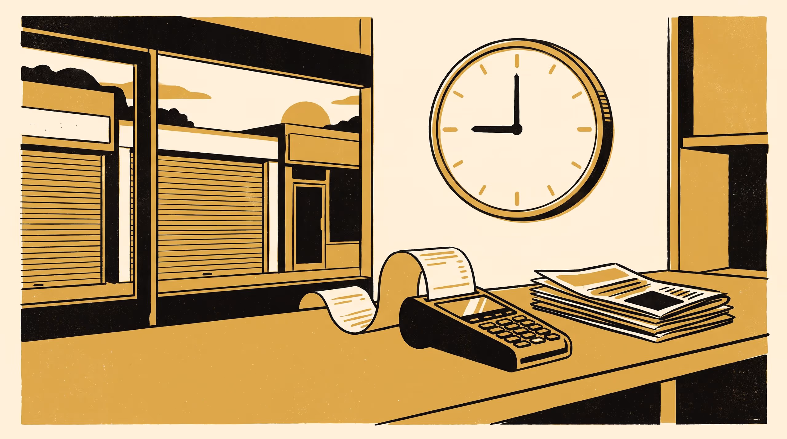 Illustration for The Settlement Cut-Off as Trading Calendar: A Regression-Discontinuity Study of Card-Terminal Batch Close and Closing-Shift Rosters at 47 Strip-Mall Traders