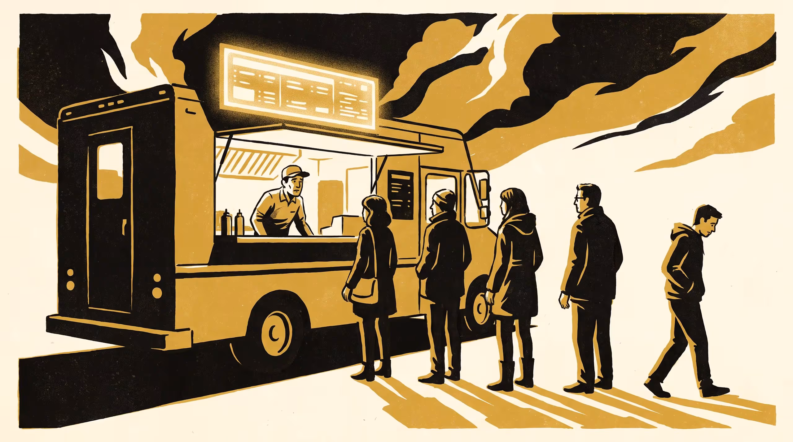 Illustration for The Countdown Decided First: A Survey of Sixty-Three Food-Truck Operators on Trust in a Live Queue Countdown's Early-Warning Threshold, Tested Against Stockout and Walk-Off Outcomes Over One Trading Season