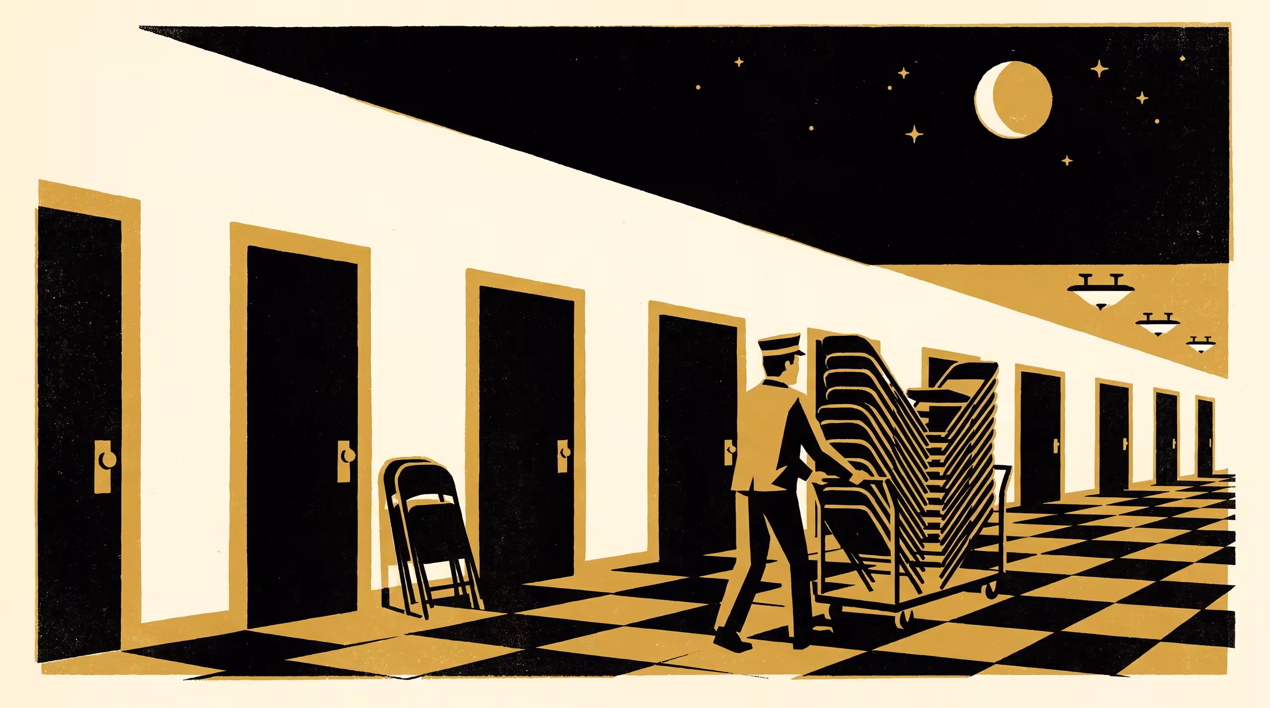 Illustration for Routed, Not Reduced: A Systems Report on Slop University's Overflow-Chair Redistribution Router