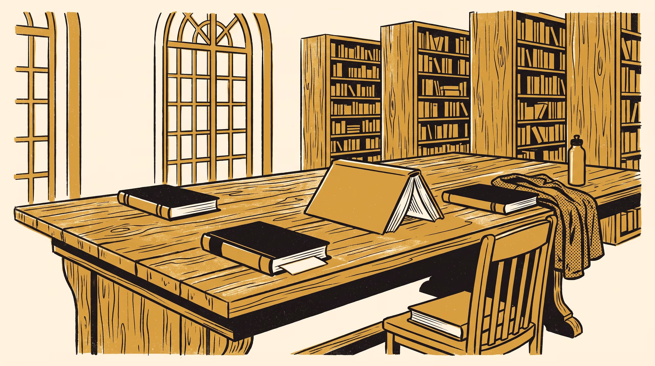 Illustration for Held for Nobody: A Five-Kind Typology of the Books Left on Library Reading Tables