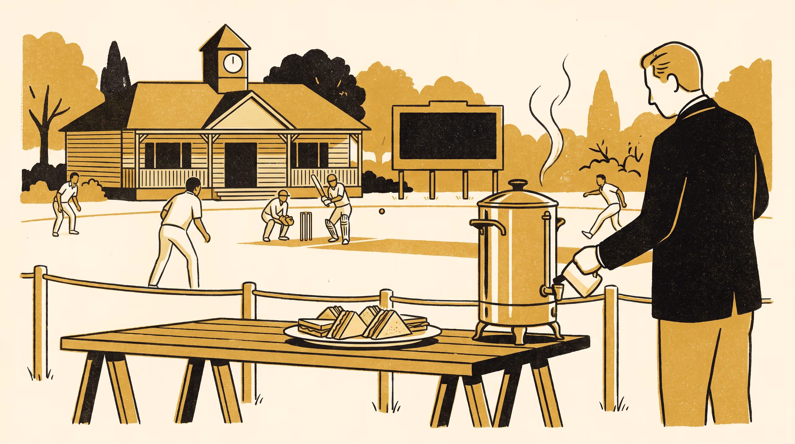 Illustration for Should tea be called if the opener is on 94?: A single-site teaching case of a suburban cricket club's Saturday tea