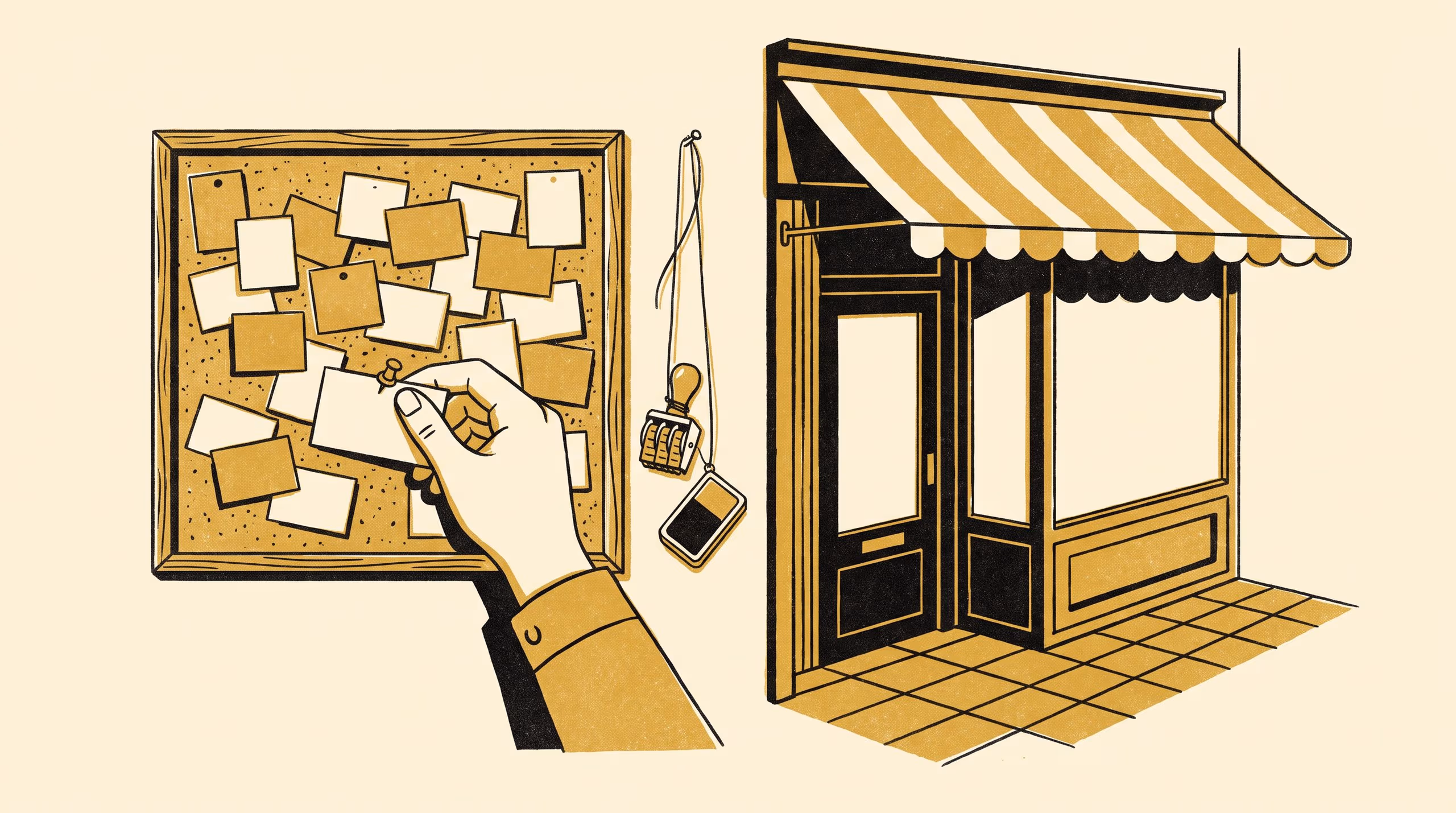Illustration for CORK: Card-Ageing and Renewal Kit for Corner-Shop Noticeboards
