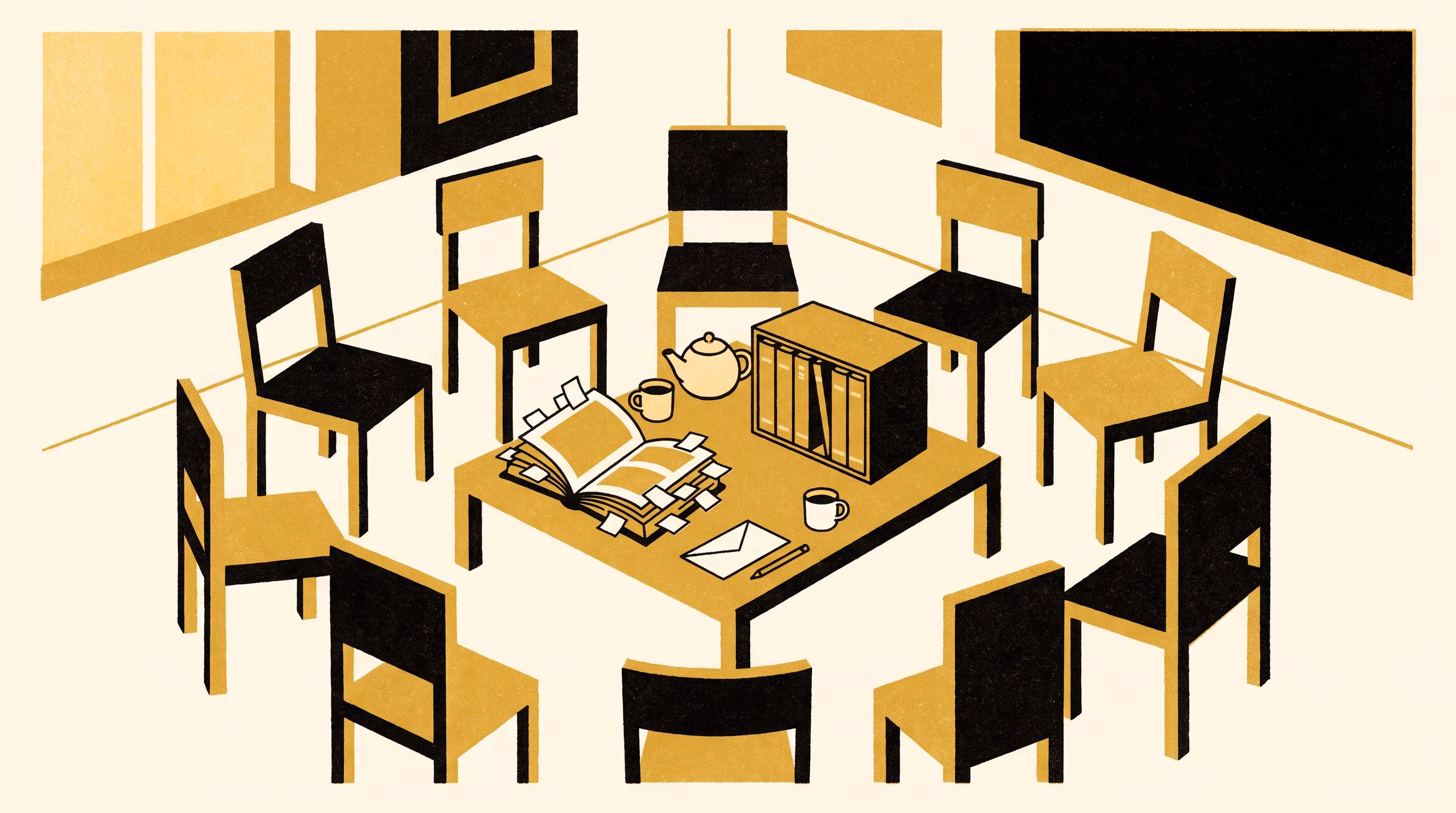 Illustration for "I Got as Far as the Dinner": Declared Gaps and Collective Reading in a Suburban Reading Group