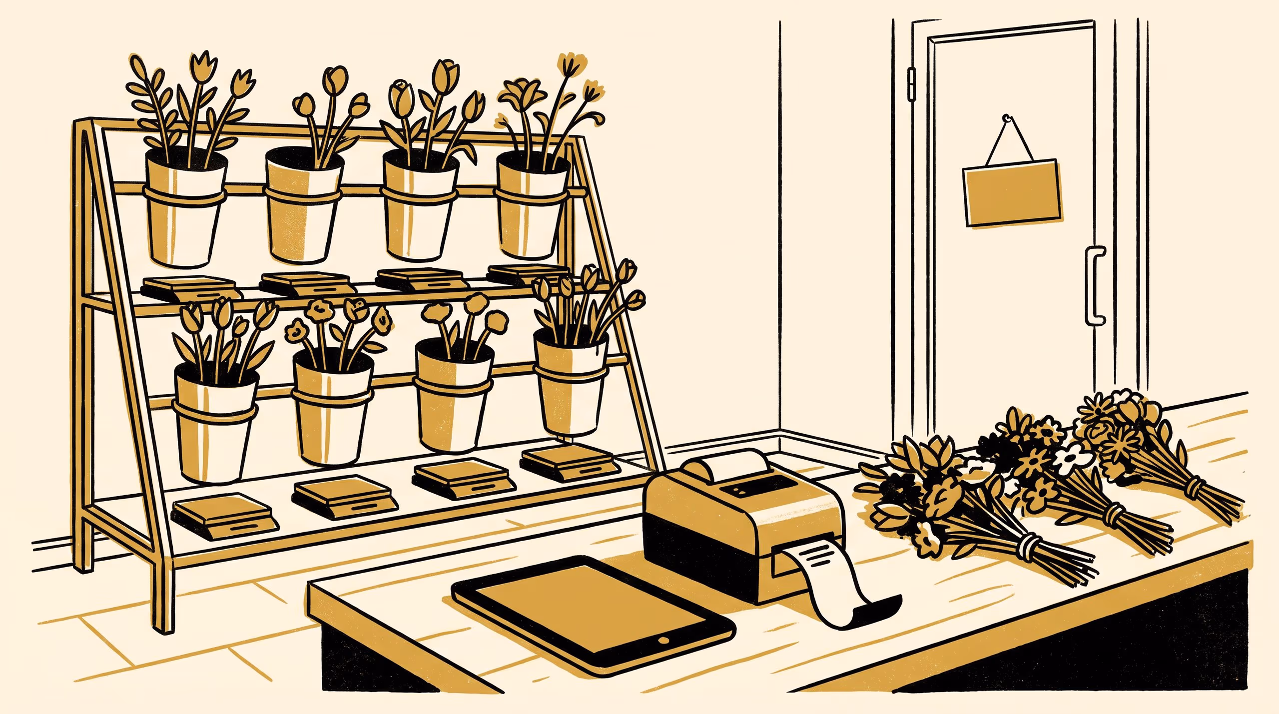Illustration for Notes on the Last Bucket: A Closing-Time Bunch Solver at Seven Strip-Mall Florists, and the Zero-Stem Close the University Set for Its Own Centrepieces