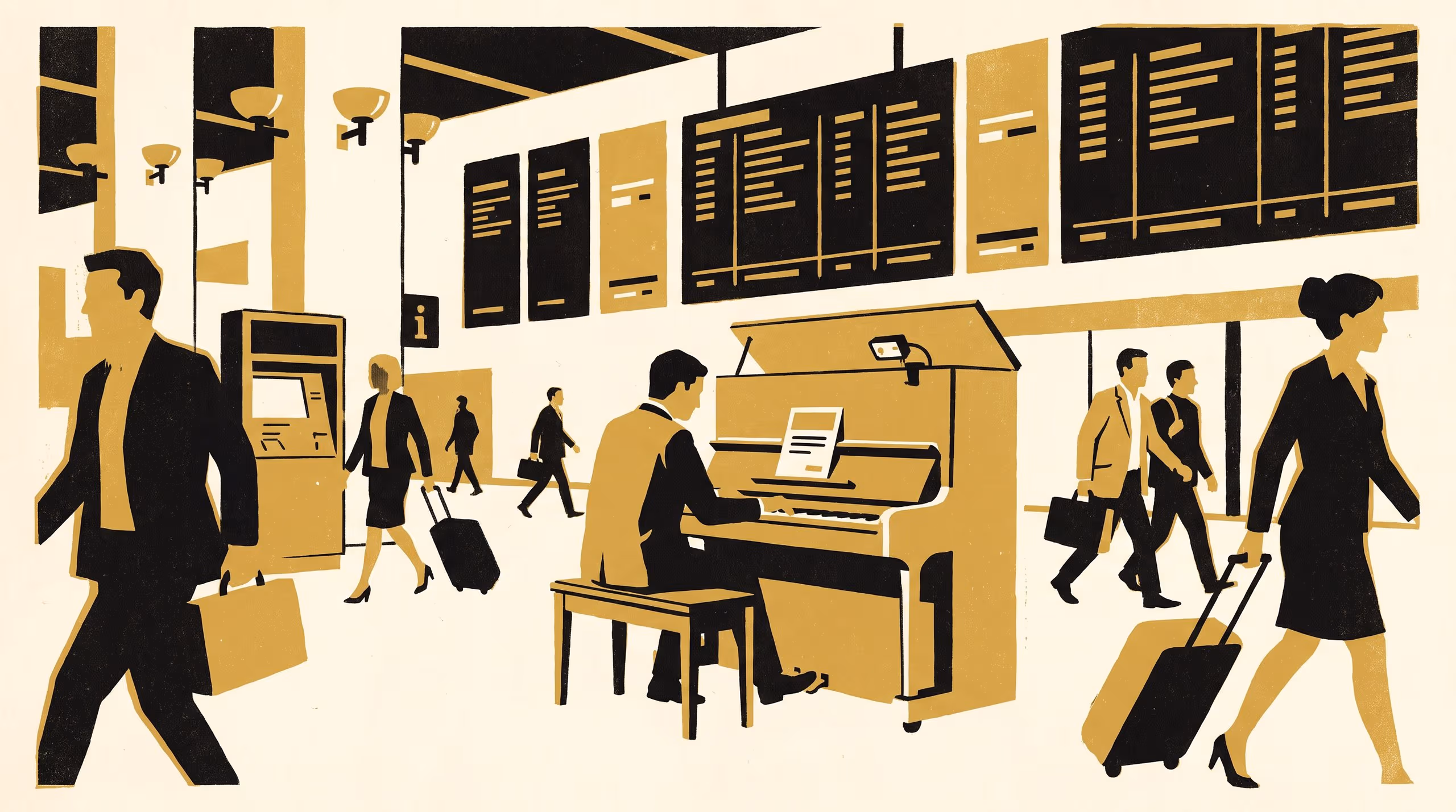 Illustration for Three Songs, One Piano: Cataloguing Repertoire Convergence at a Public Transit Instrument, and the Working Group Convened to Diversify It