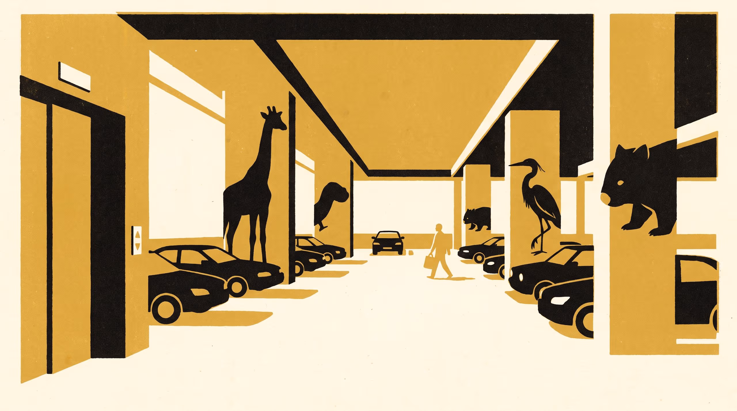 Illustration for 'Near the Giraffe, I Think': A Null Result on Level Mascots and Return-Trip Search Time in a Multi-Storey Shopping-Centre Car Park