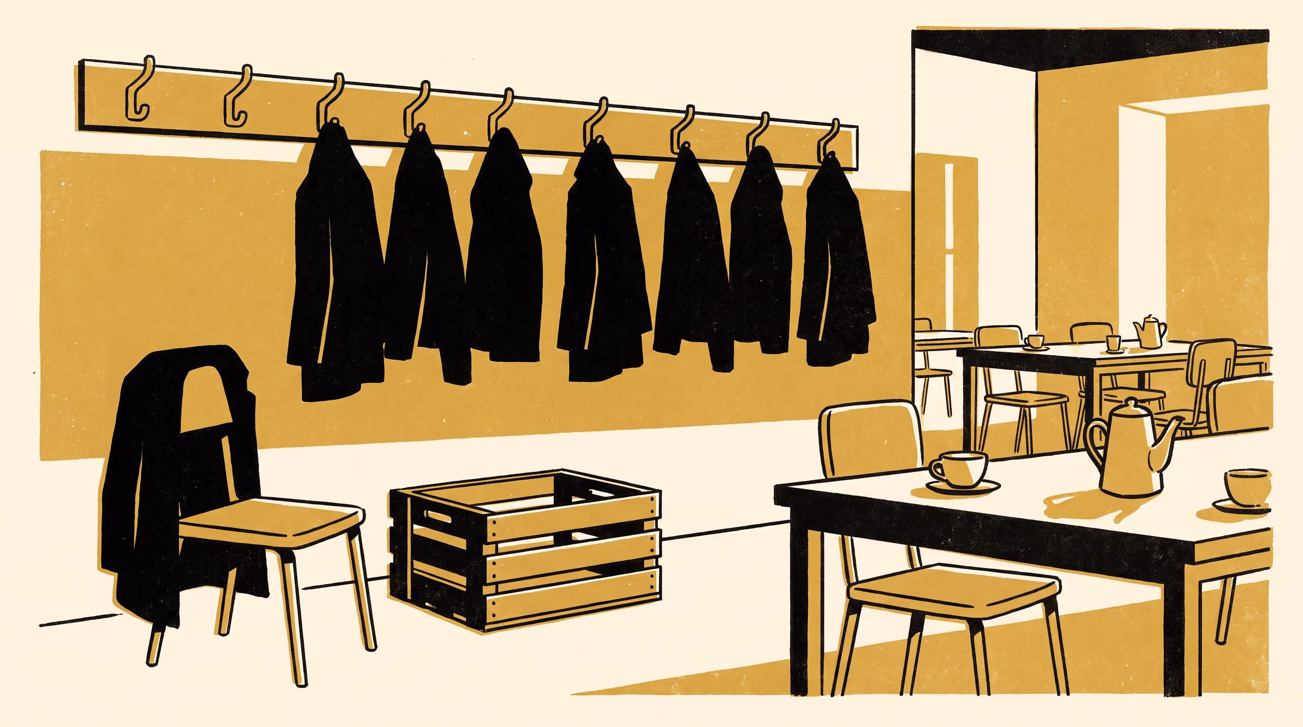 Illustration for CLOAK: Coat-hook Limit On Afternoon Keeping