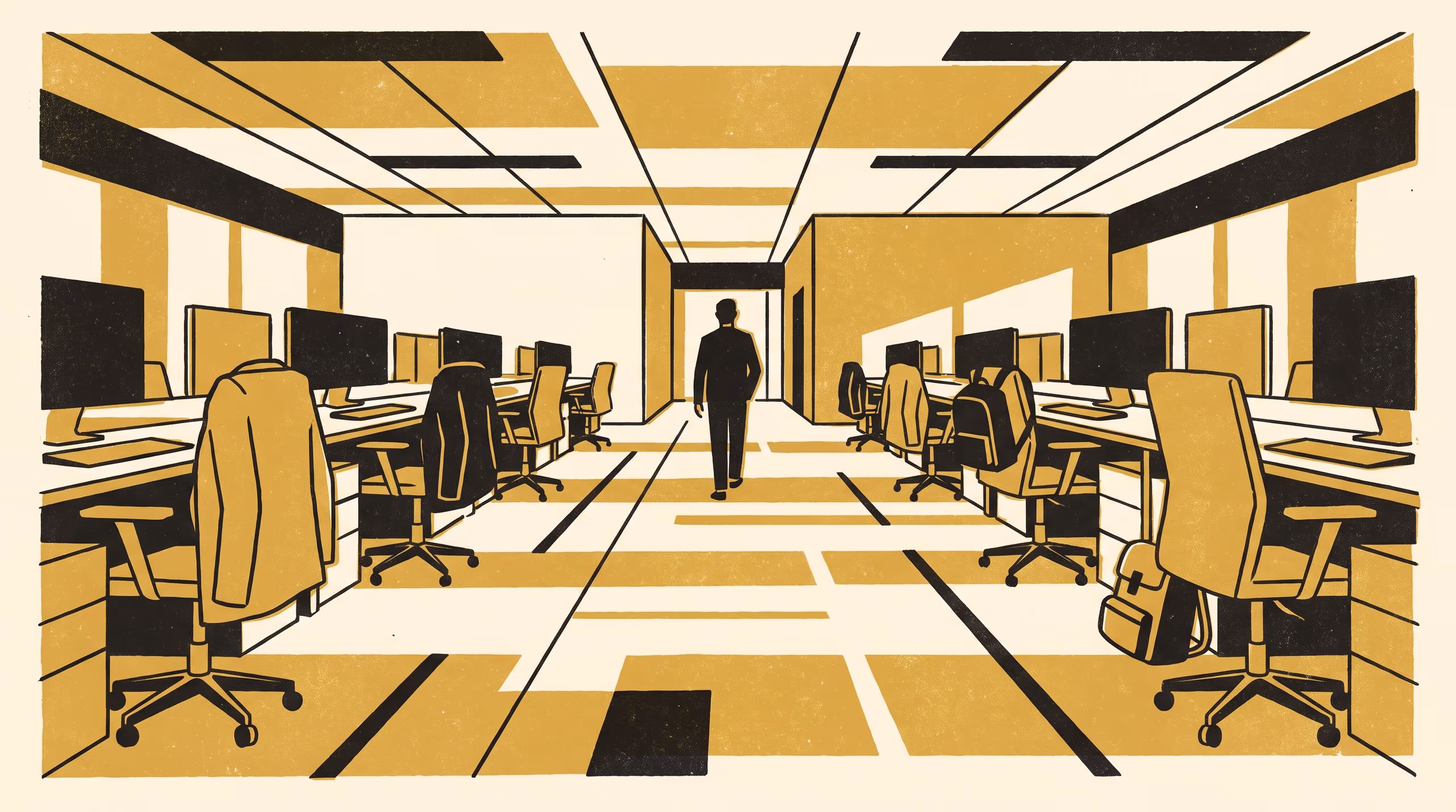 Illustration for Bagged, Not Sitting: A five-level desk-claim maturity model for the open-plan floor