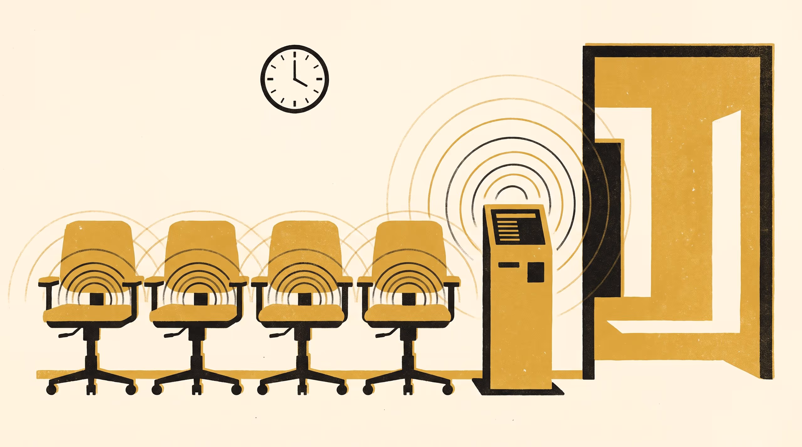 Illustration for Nobody Called Your Name: A Population Survey of Waiting-Room Dwell Time Before Scheduled Performance-Review Meetings, and the Ninetieth-Percentile Forfeiture Rule It Produced