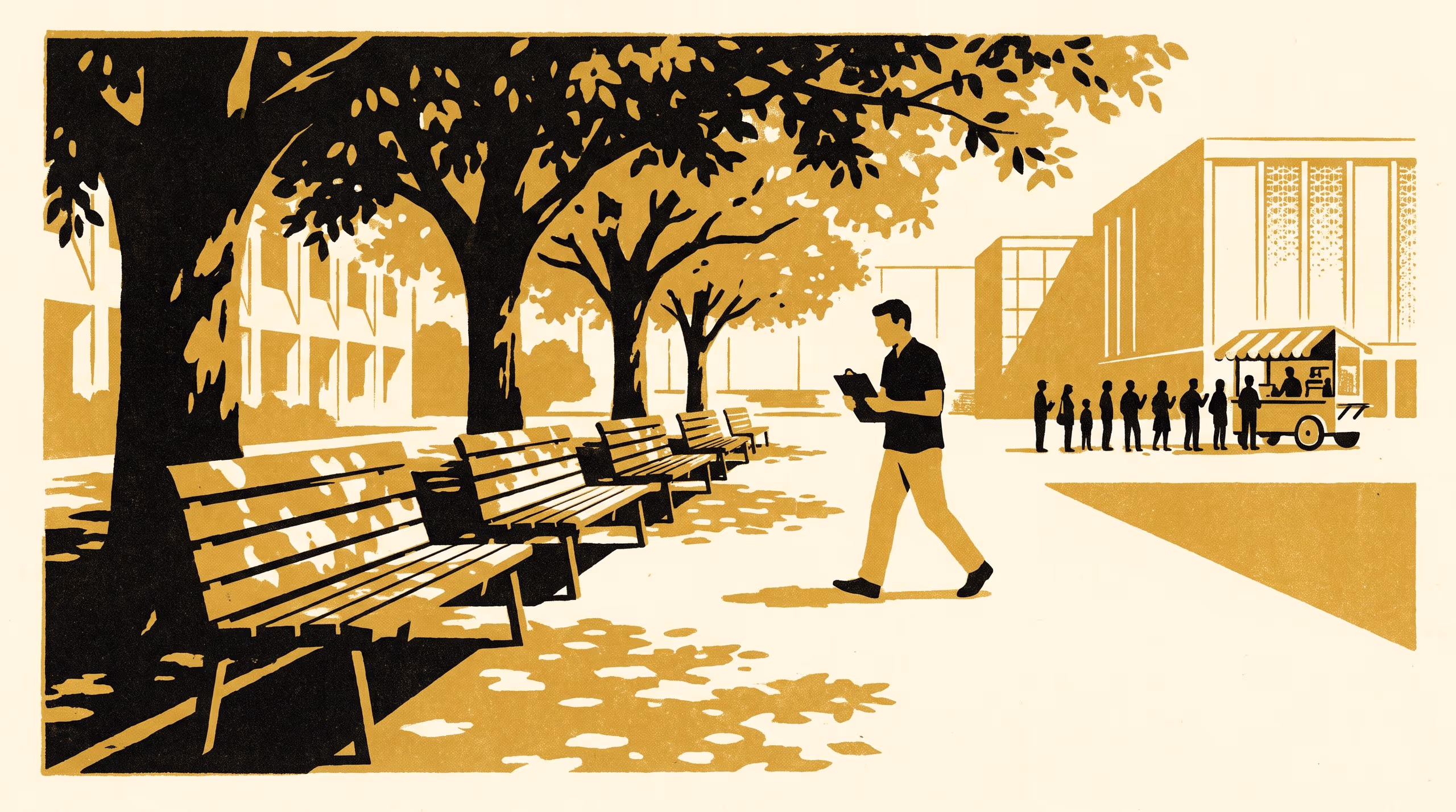 Illustration for Remarks on Midday Occupancy at the Quad's Shaded Benches: A null test of bench occupancy as a shade-demand signal for capital-works funding