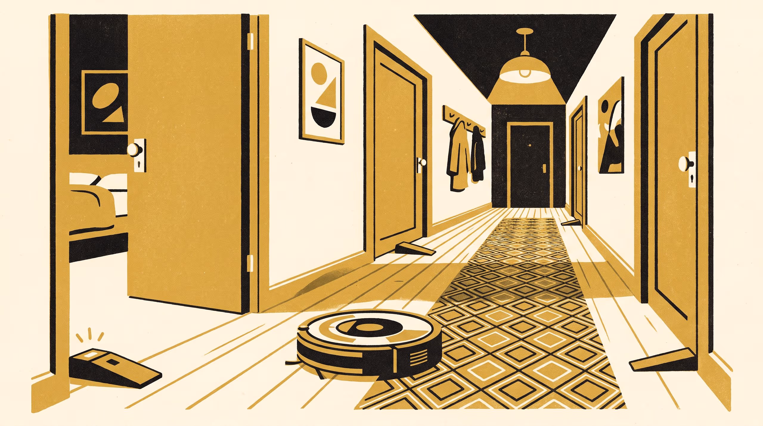 Illustration for Whose Turn It Is, Enforced at the Threshold: A Door-Actuated Scheduling System for Shared Robot-Vacuum Room Rotation in Share Housing
