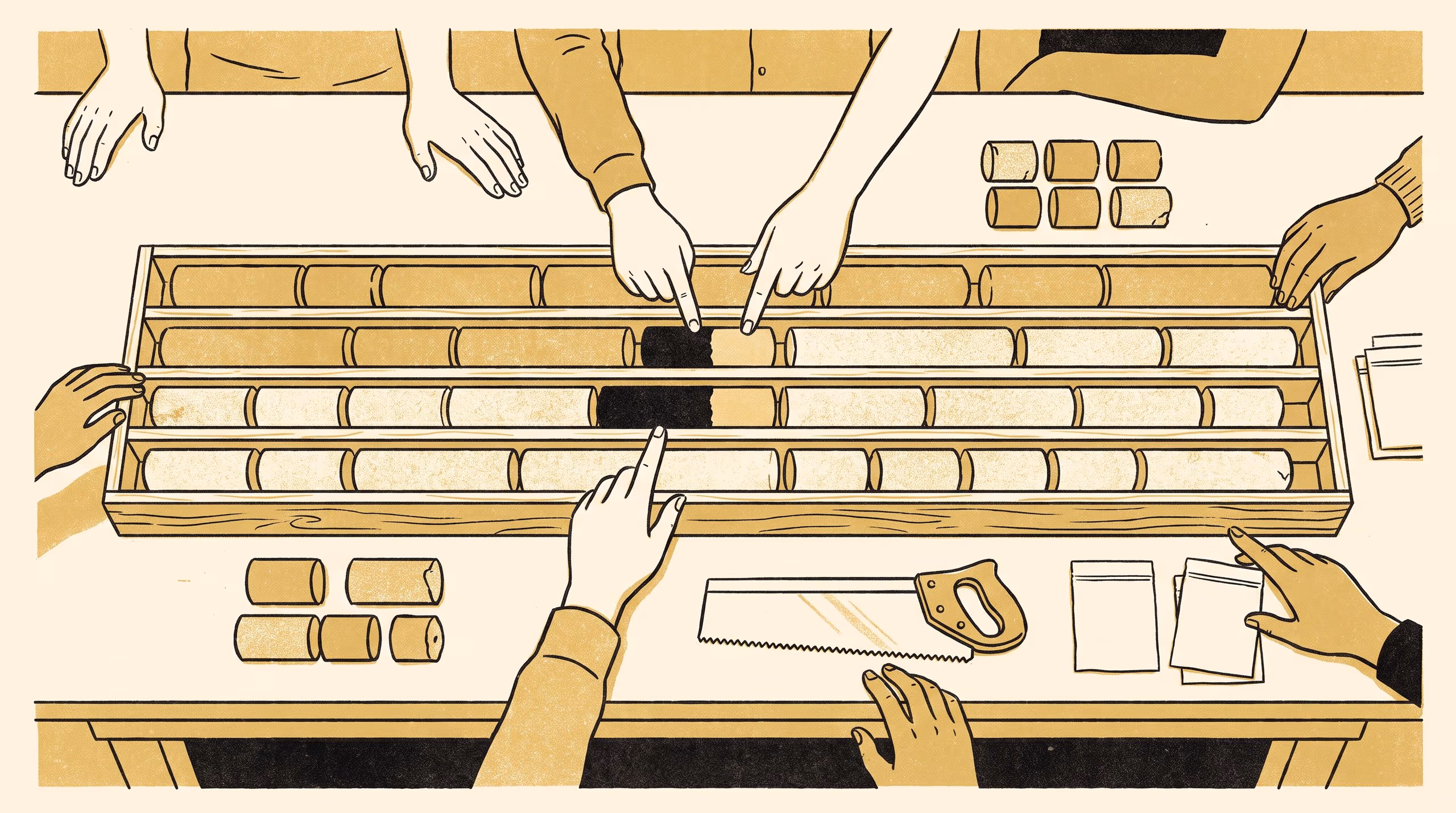 Illustration for Everyone Wants the Contact: Fair Division of a Shared Drill Core among the Disciplines That Sample It