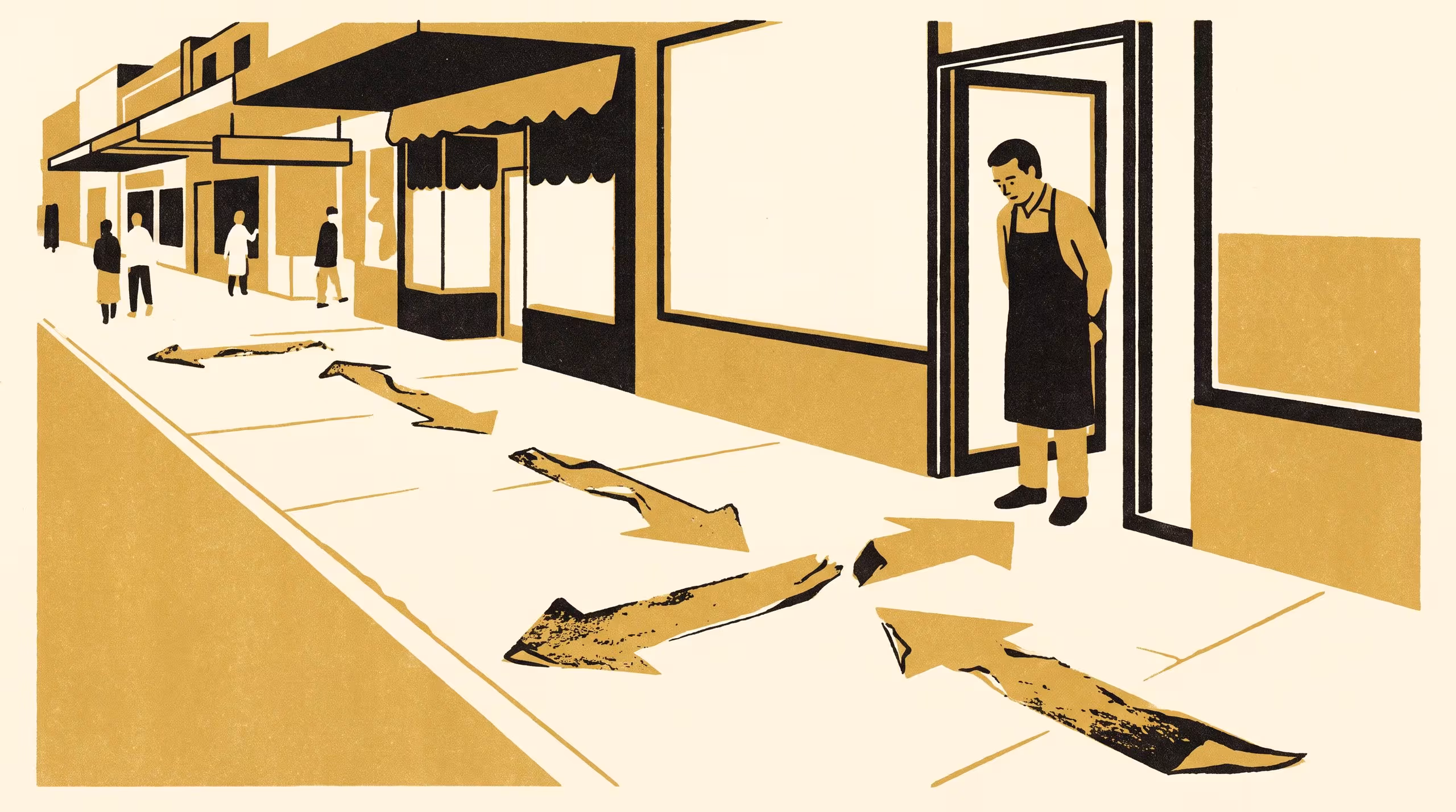 Illustration for The Arrow Outlasts the Order: A Survival Analysis of Temporary Floor-Marking Wayfinding on a Suburban Shopping Strip