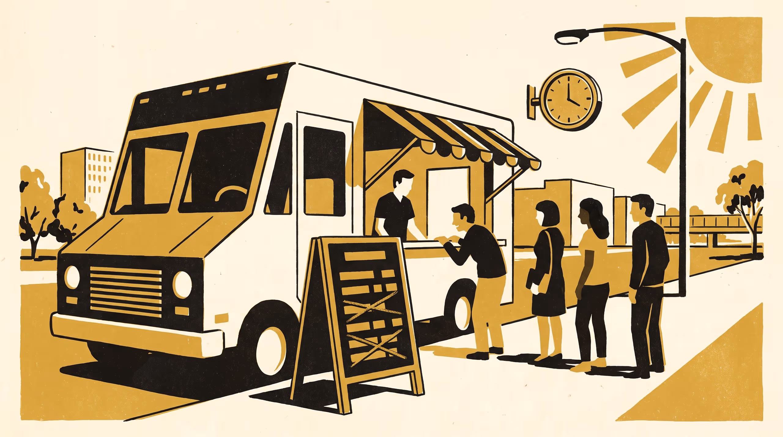 Illustration for Sold Out Means Later: A Survey of Food-Truck Chalkboard Strike-Throughs, and the Second-Ask Rule Drawn From Their Median