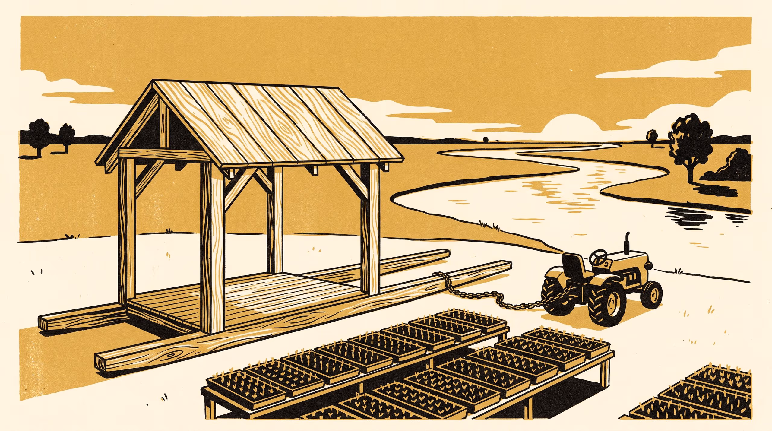 Illustration for Built by Week Twelve: Three Service-Learning Structures, Read from the Footings Up