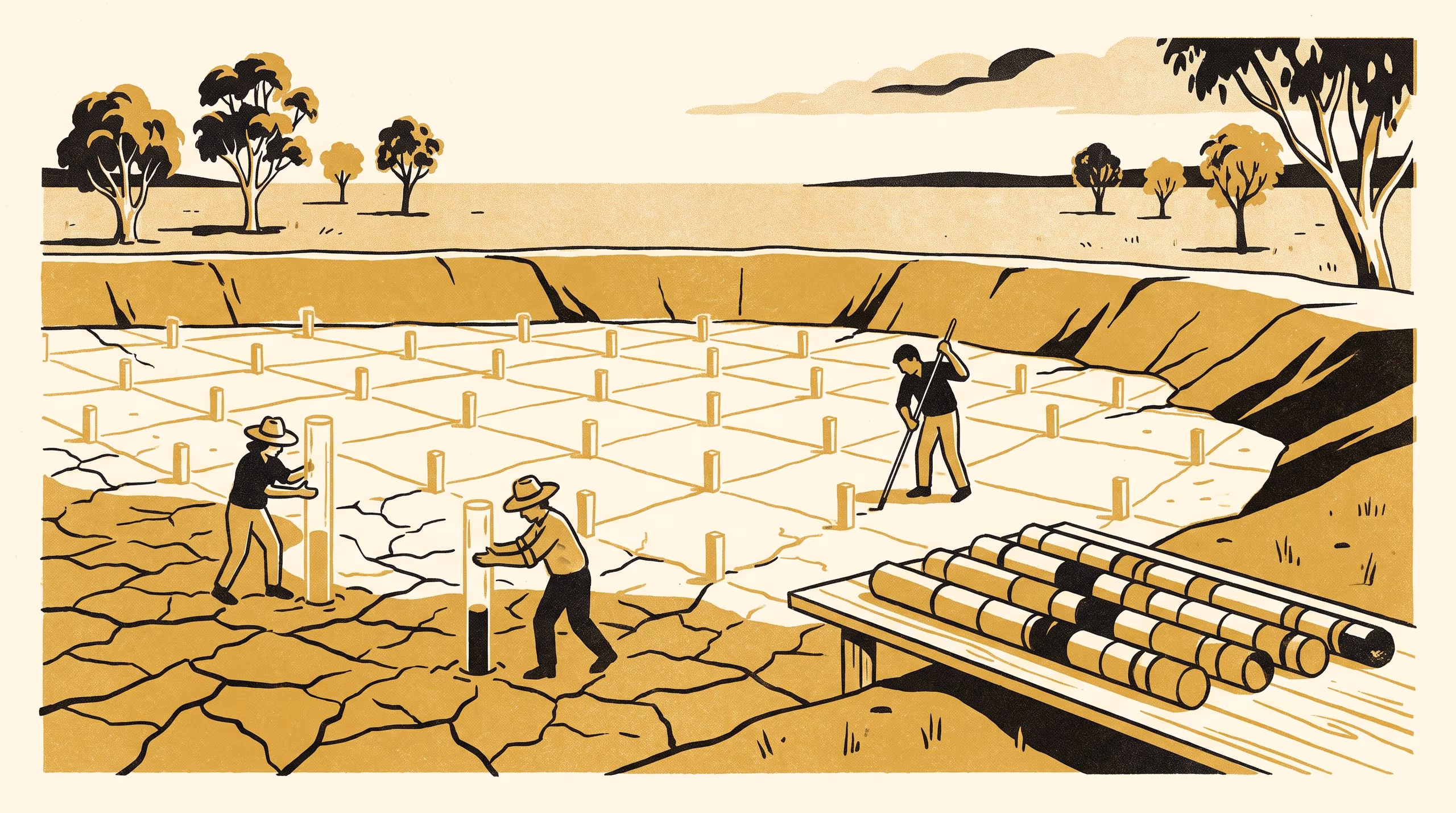 Illustration for How Many Cores Does a Farm Dam Need?: Sampling Design and Core Shortening in the Infill of One Fully Cored Stock Dam