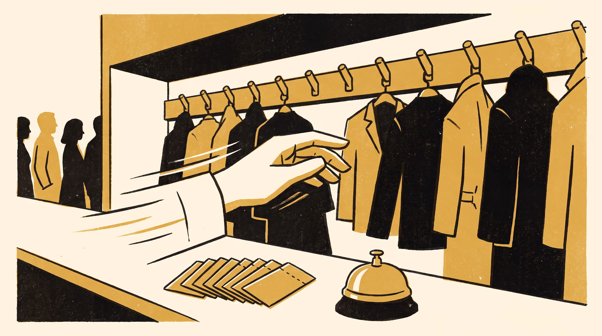 Illustration for Sequence, Landmark, or Ask the Queue: A Taxonomy of Tacit Reconciliation Practice at the Suburban Function-Centre Cloakroom