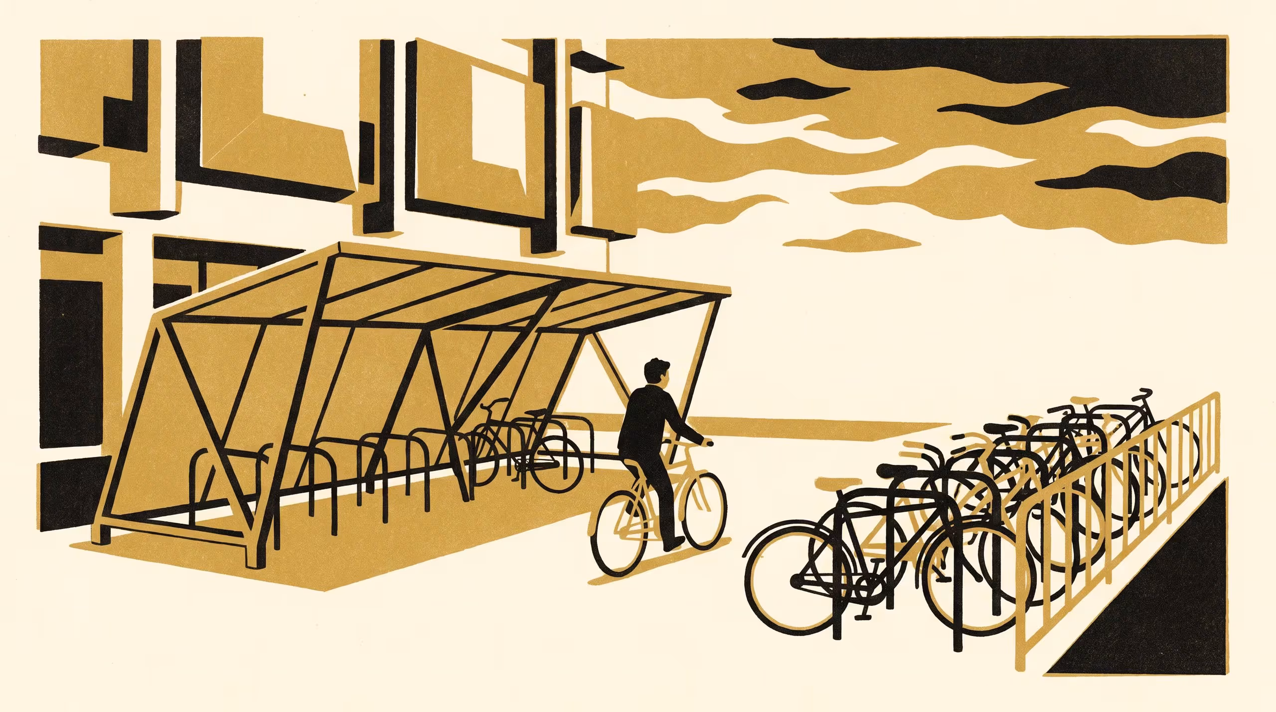 Illustration for Sited, Not Chosen: Interviewing Cyclists at the Bike-Rack Bank the Horizon Register Predicted and the One They Actually Fill