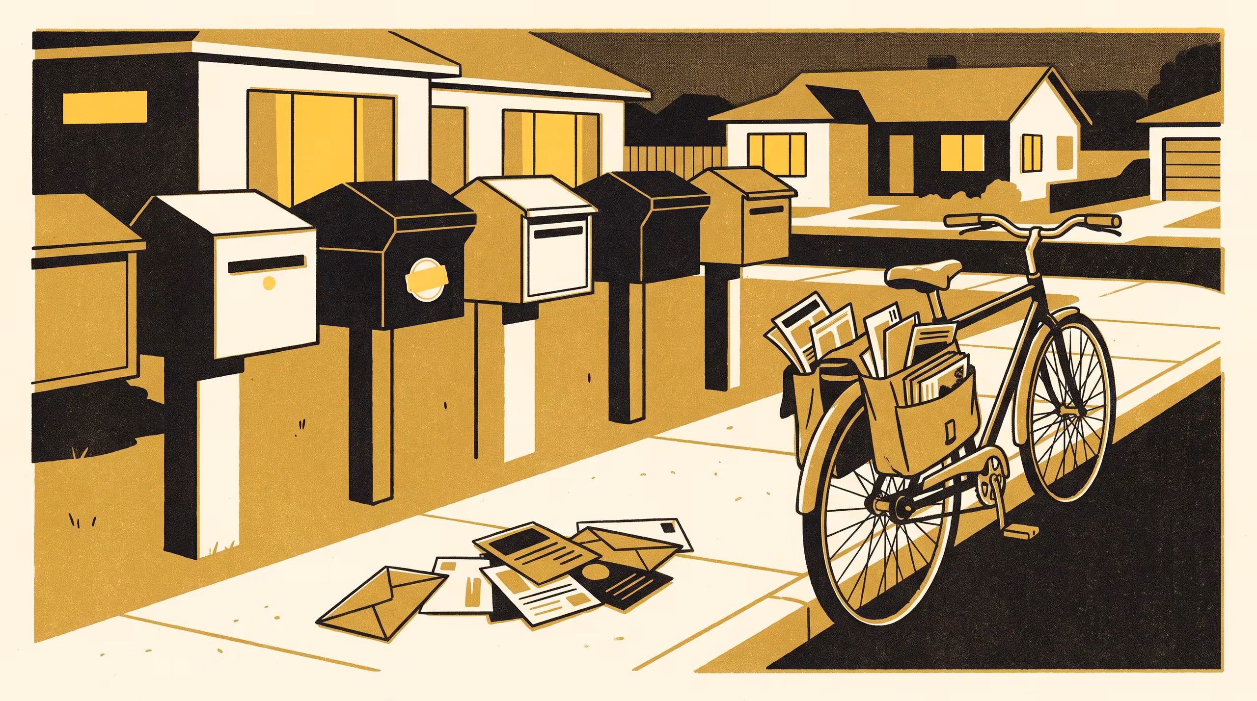 Illustration for Filed as Compliant, Delivered Regardless: An Interview Study of How Delivery Workers Decide at a No Junk Mail Letterbox Sticker, Against a Council Register That Logs It as Settled