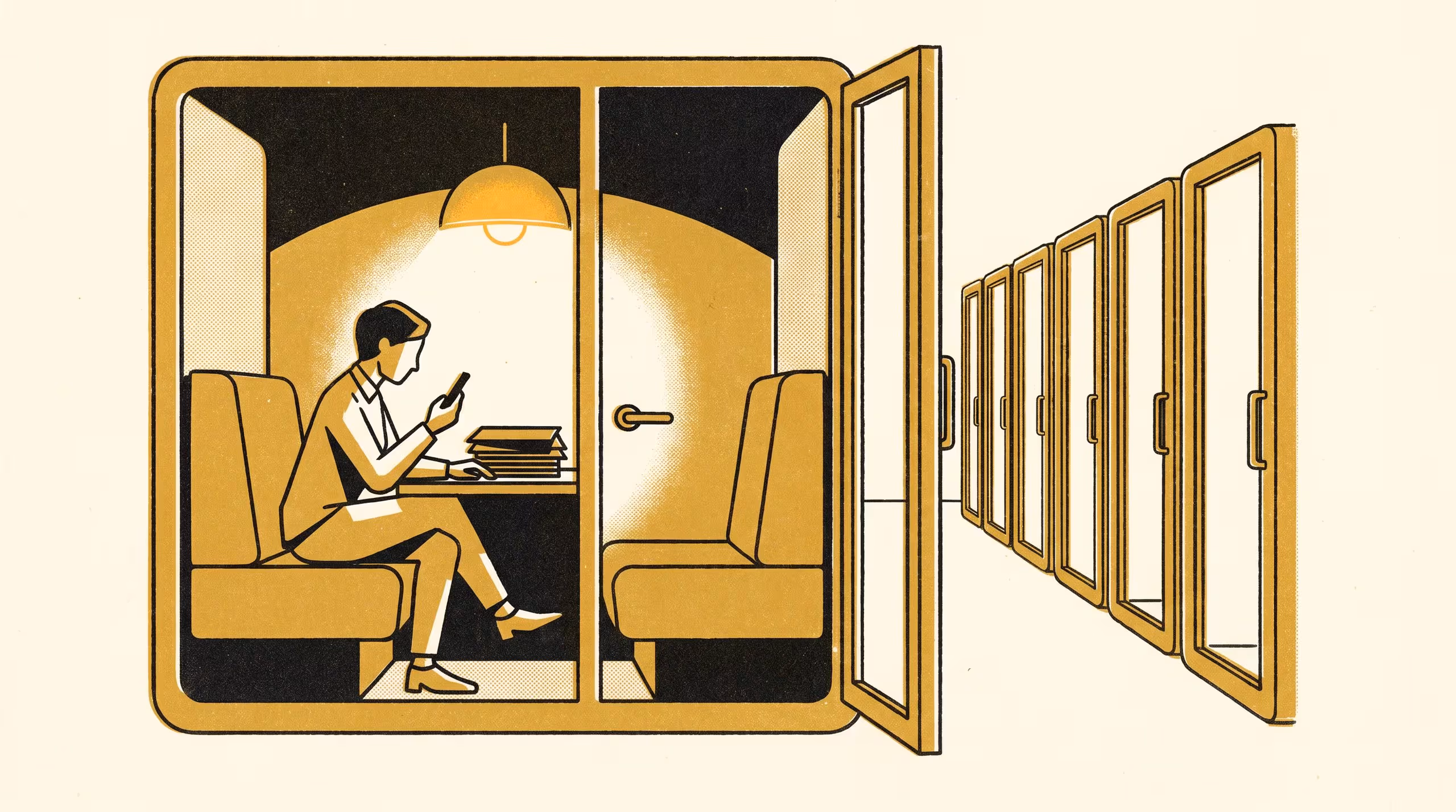 Illustration for Logged as Reflection: An Interview Study of What Happens Inside a Booked Wellbeing Pod